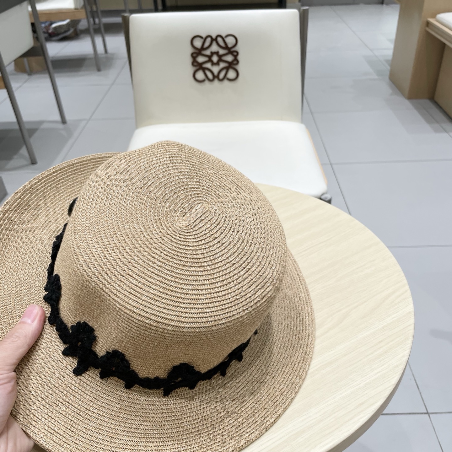  chanel香奈儿草帽女夏季新款蕾丝平檐遮阳帽UV防晒帽防紫外线帽子大头围显脸小