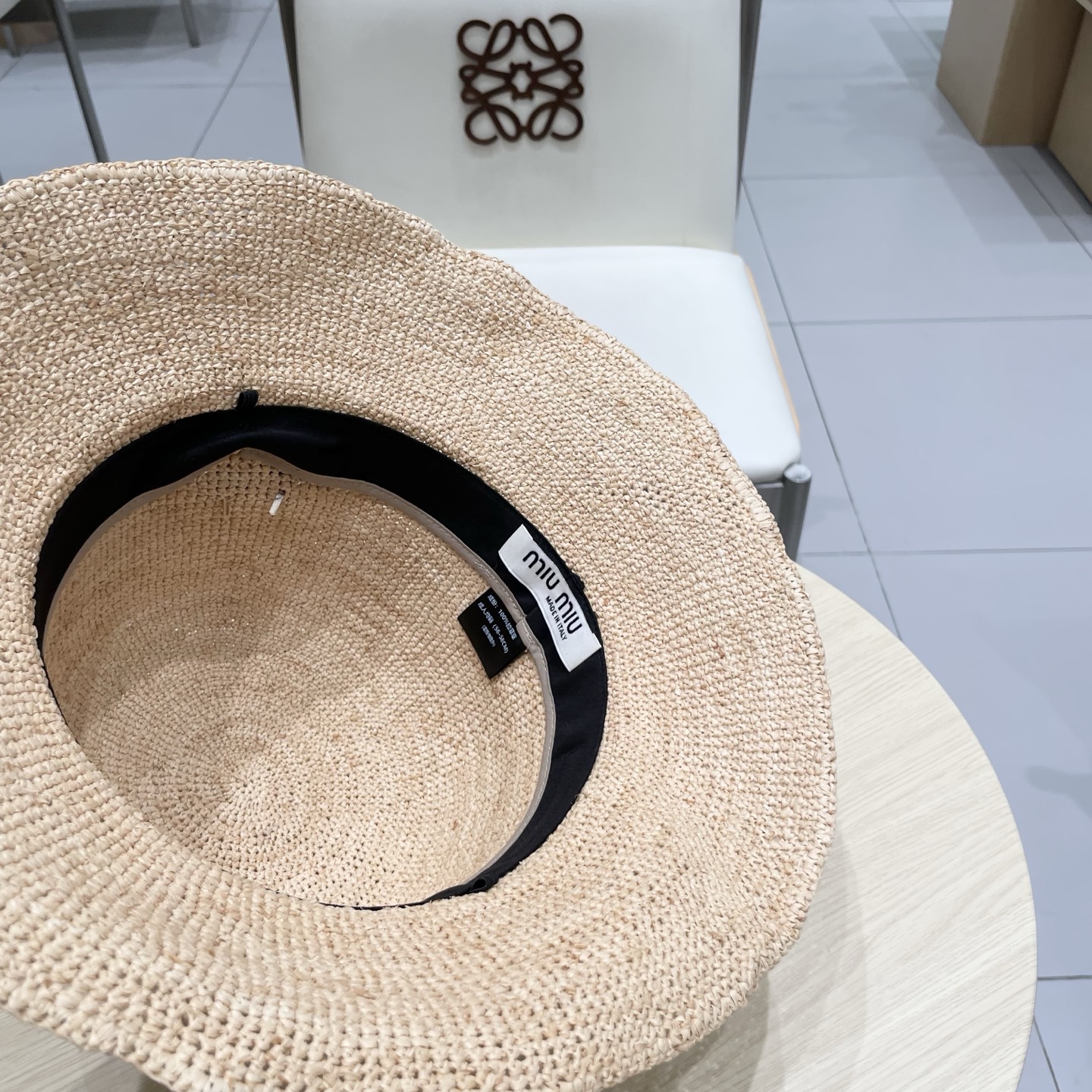  缪缪miumiu手工草帽女夏季海边出游拉菲草圆顶遮阳帽可折叠度假风渔夫帽大檐