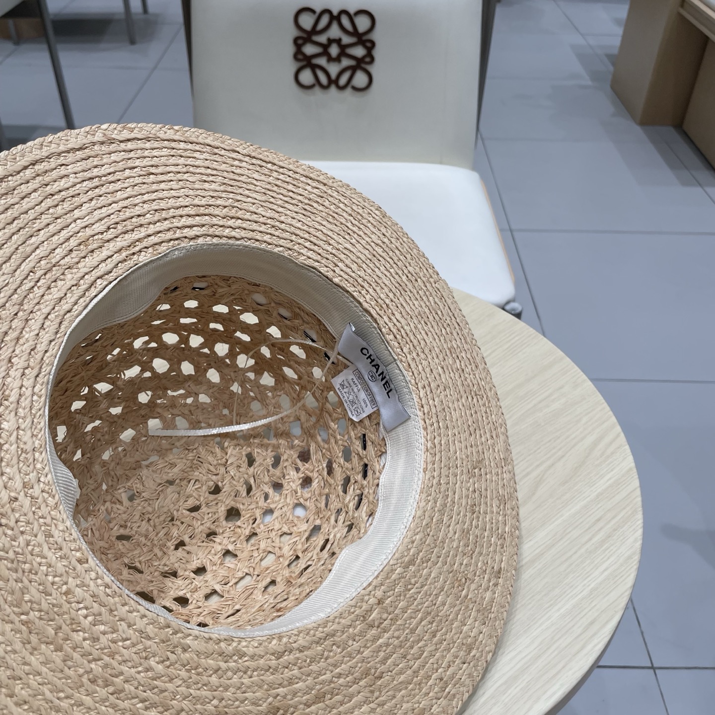  Chanel香奈儿新款拉菲草礼帽，平顶遮阳草帽，头围57cm
