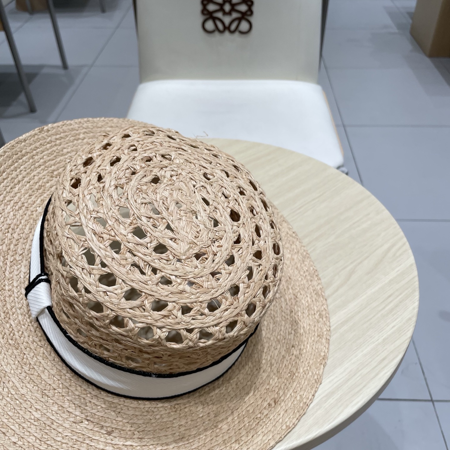  Chanel香奈儿新款拉菲草礼帽，平顶遮阳草帽，头围57cm