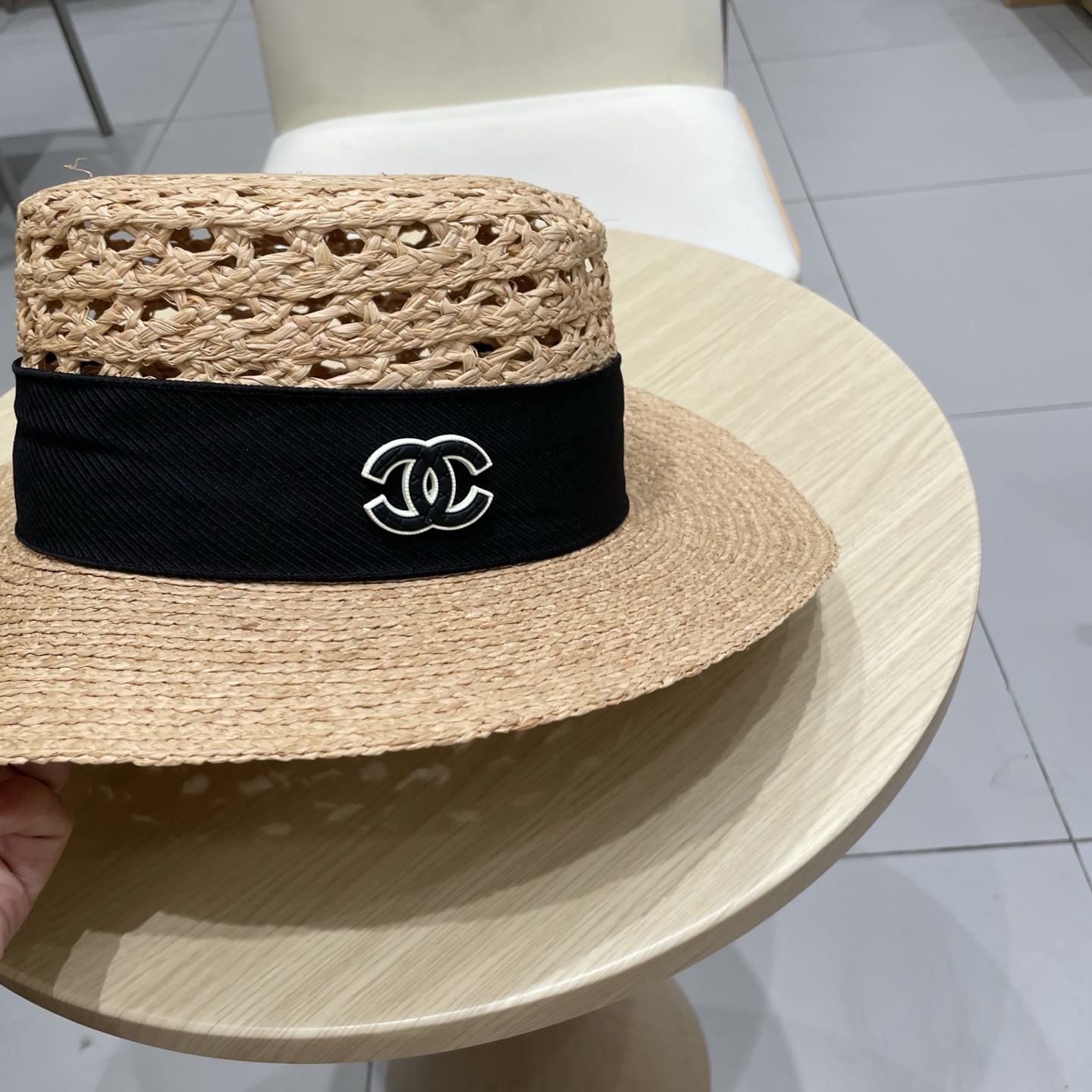  Chanel香奈儿新款拉菲草礼帽，平顶遮阳草帽，头围57cm