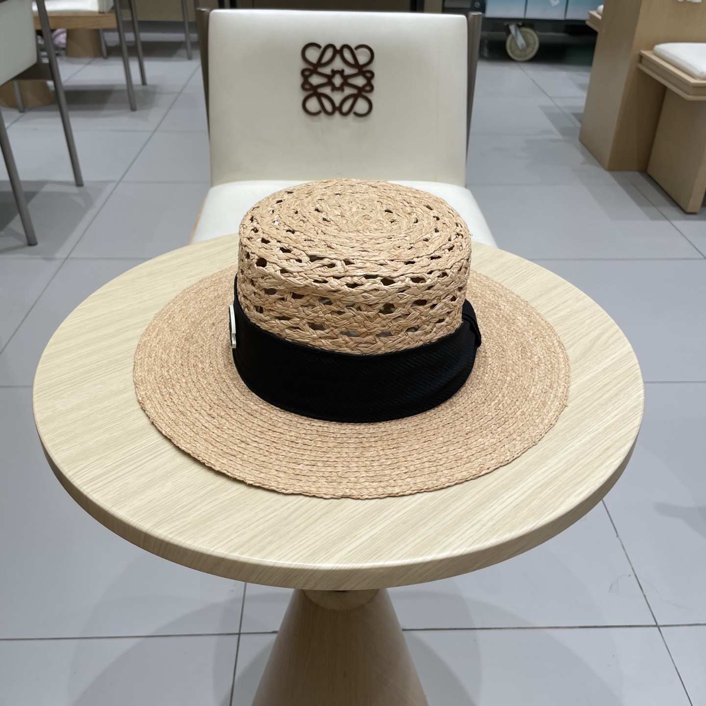  Chanel香奈儿新款拉菲草礼帽，平顶遮阳草帽，头围57cm