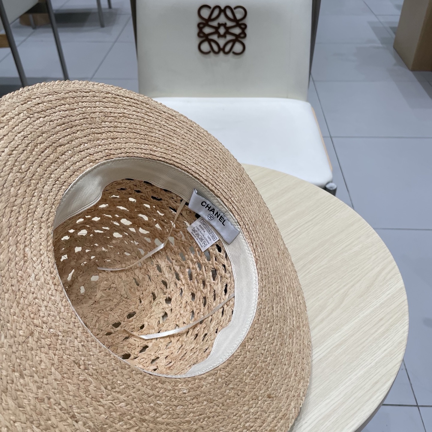  Chanel香奈儿新款拉菲草礼帽，平顶遮阳草帽，头围57cm