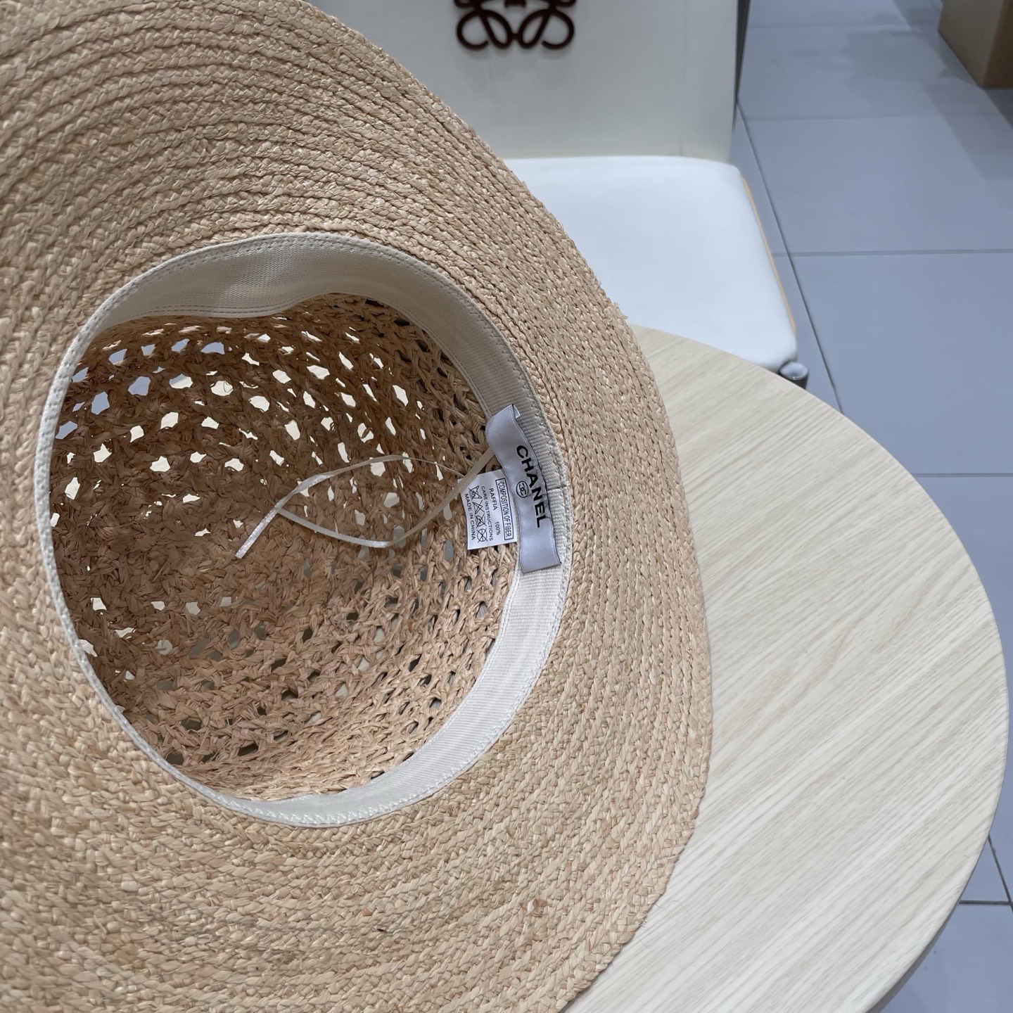  Chanel香奈儿新款拉菲草礼帽，平顶遮阳草帽，头围57cm