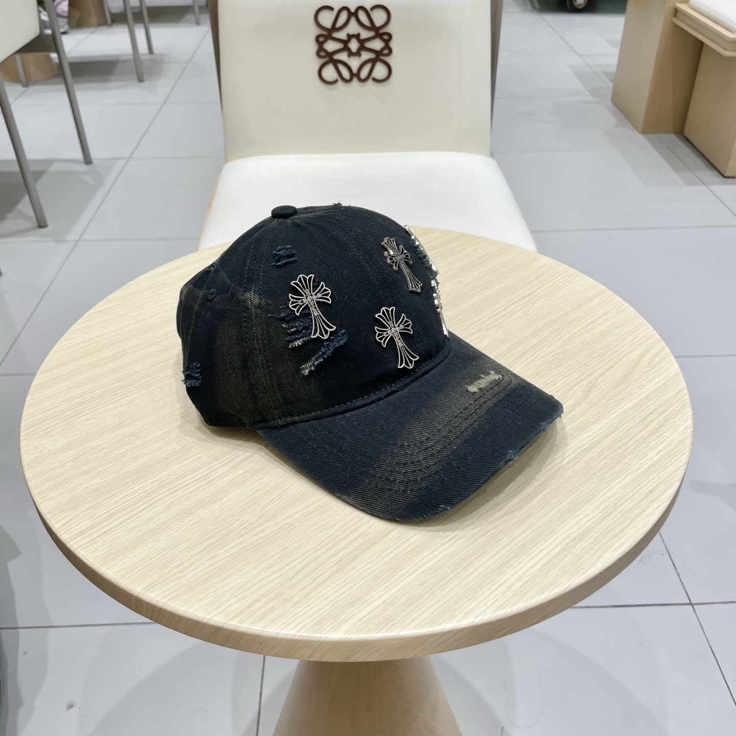  Chrome Hearts 克罗心💓早春韩版时尚复古做旧破洞帽子磨损设计百搭棒球帽鸭舌帽