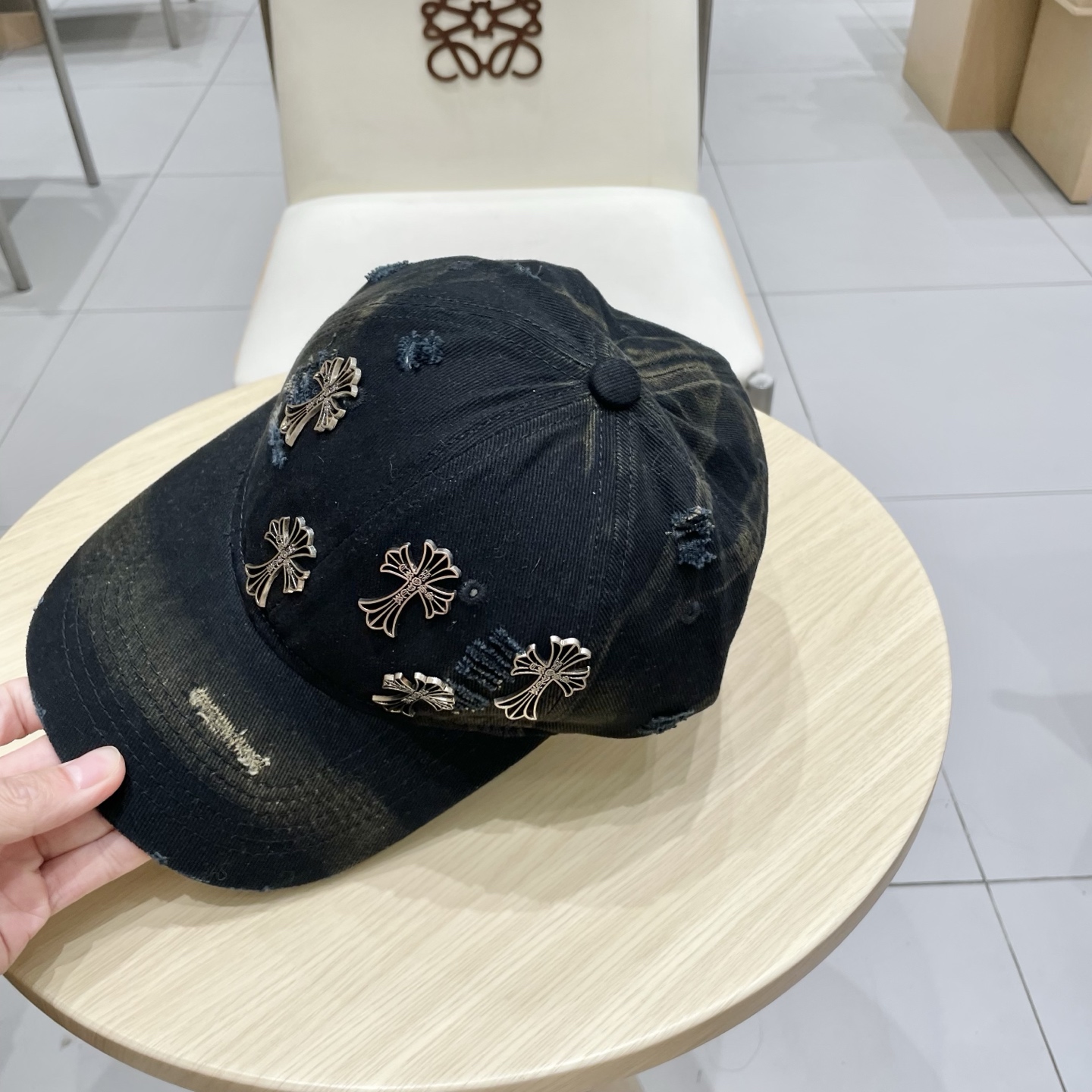  Chrome Hearts 克罗心💓早春韩版时尚复古做旧破洞帽子磨损设计百搭棒球帽鸭舌帽