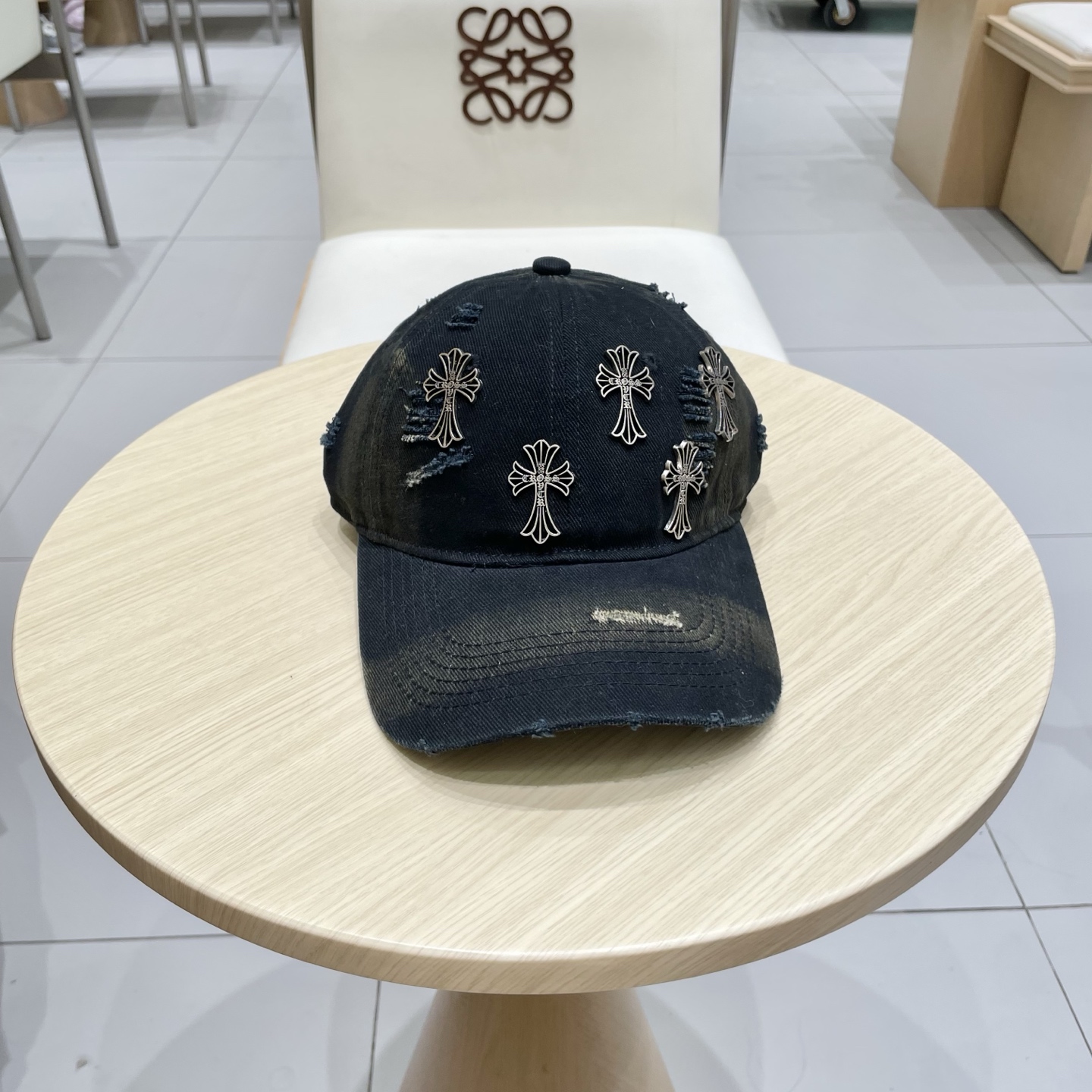  Chrome Hearts 克罗心💓早春韩版时尚复古做旧破洞帽子磨损设计百搭棒球帽鸭舌帽