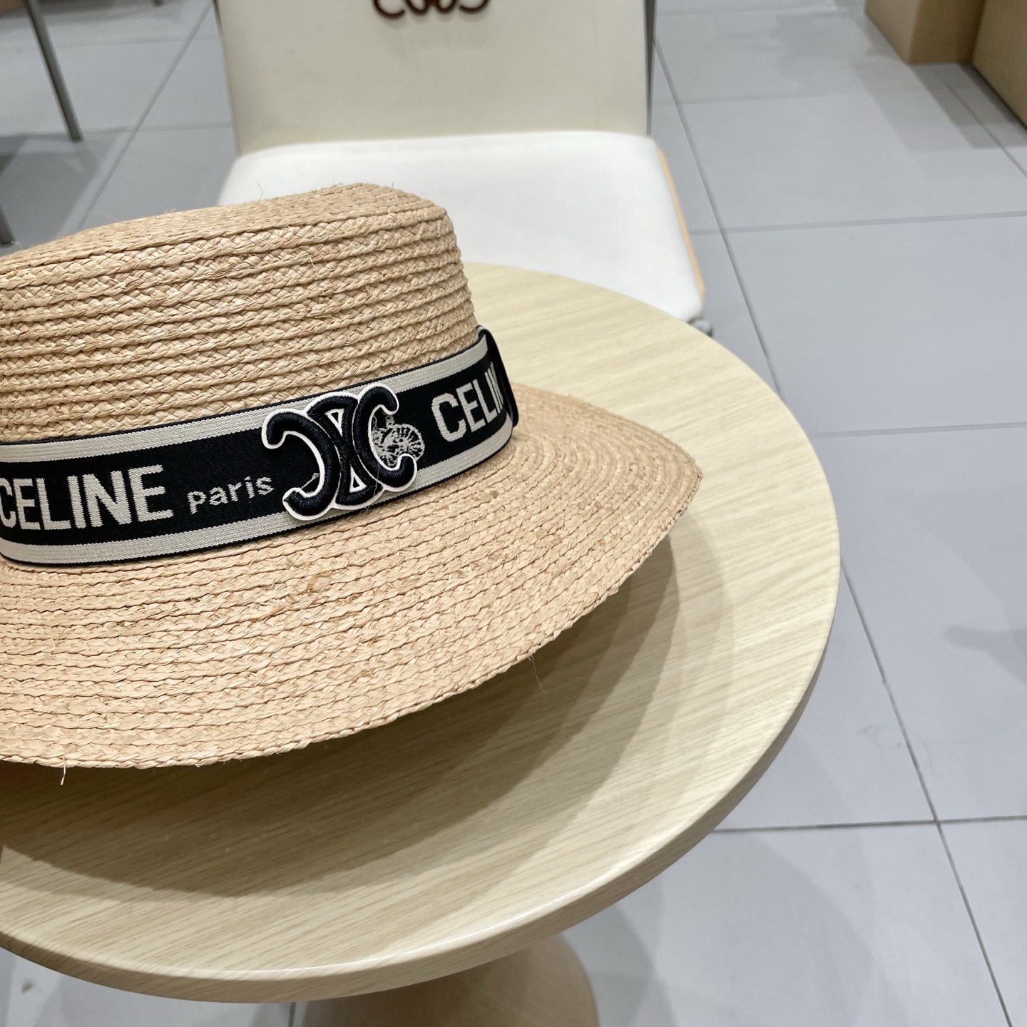  塞琳celine新款拉菲草帽，纯手工钩织，重工打造，专柜同款，头围57cm