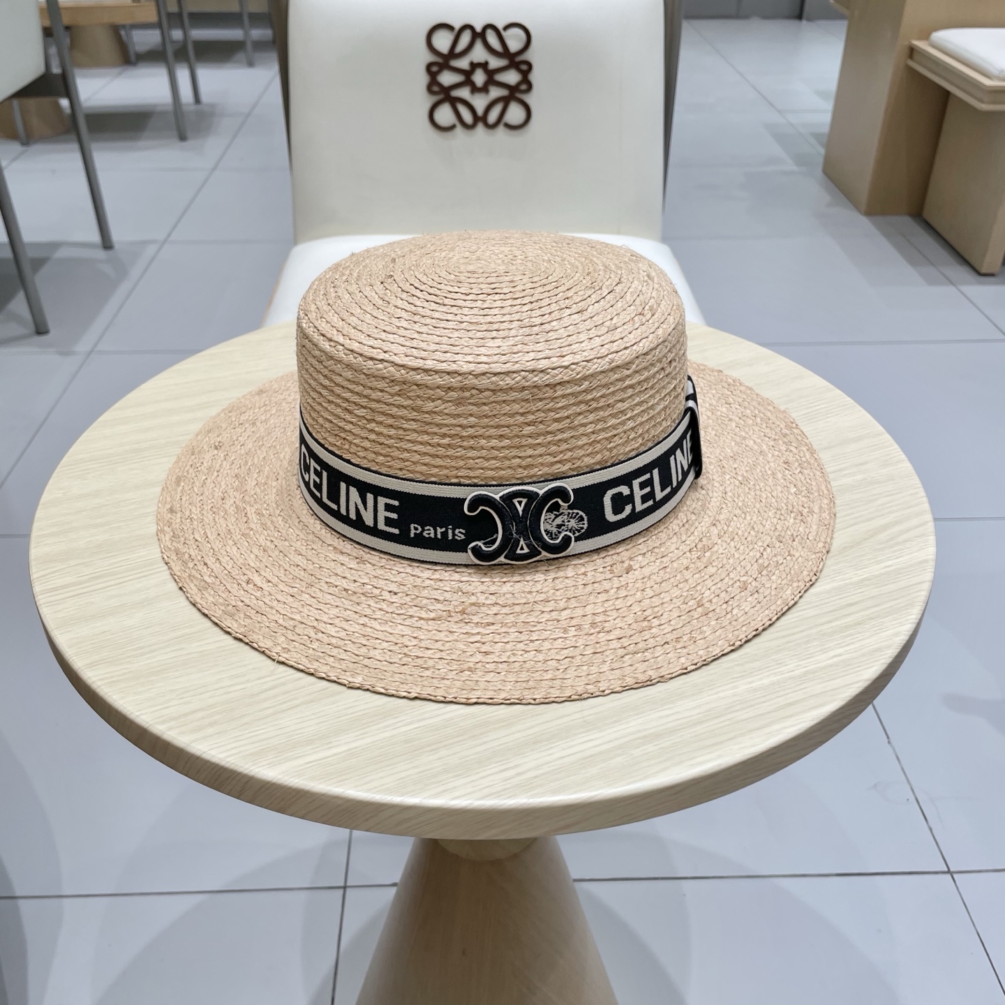  塞琳celine新款拉菲草帽，纯手工钩织，重工打造，专柜同款，头围57cm