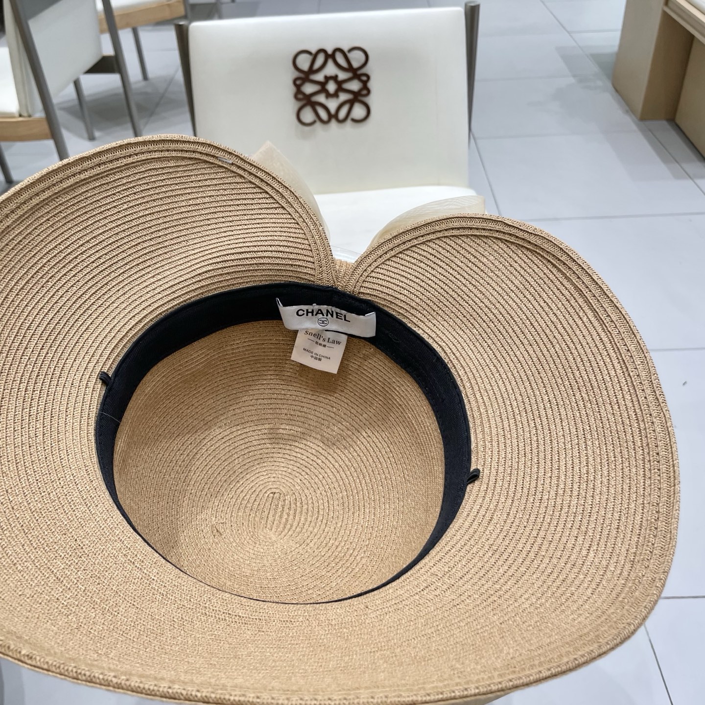  chanel香奈儿2025新款时尚水钻蝴蝶结草帽女夏天透气海边遮脸遮阳防晒太阳帽子