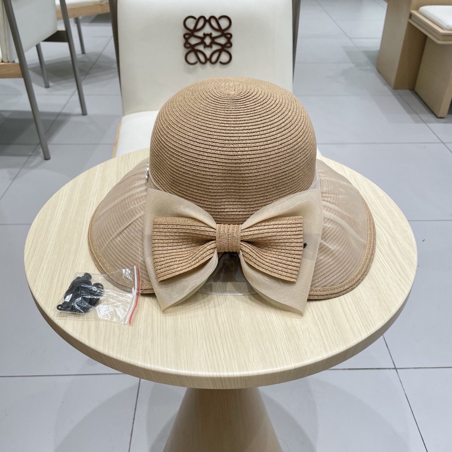 [Chanel Hats]Chanel Chanel 2025 new fashionable rhinestones bow straw hat wome
