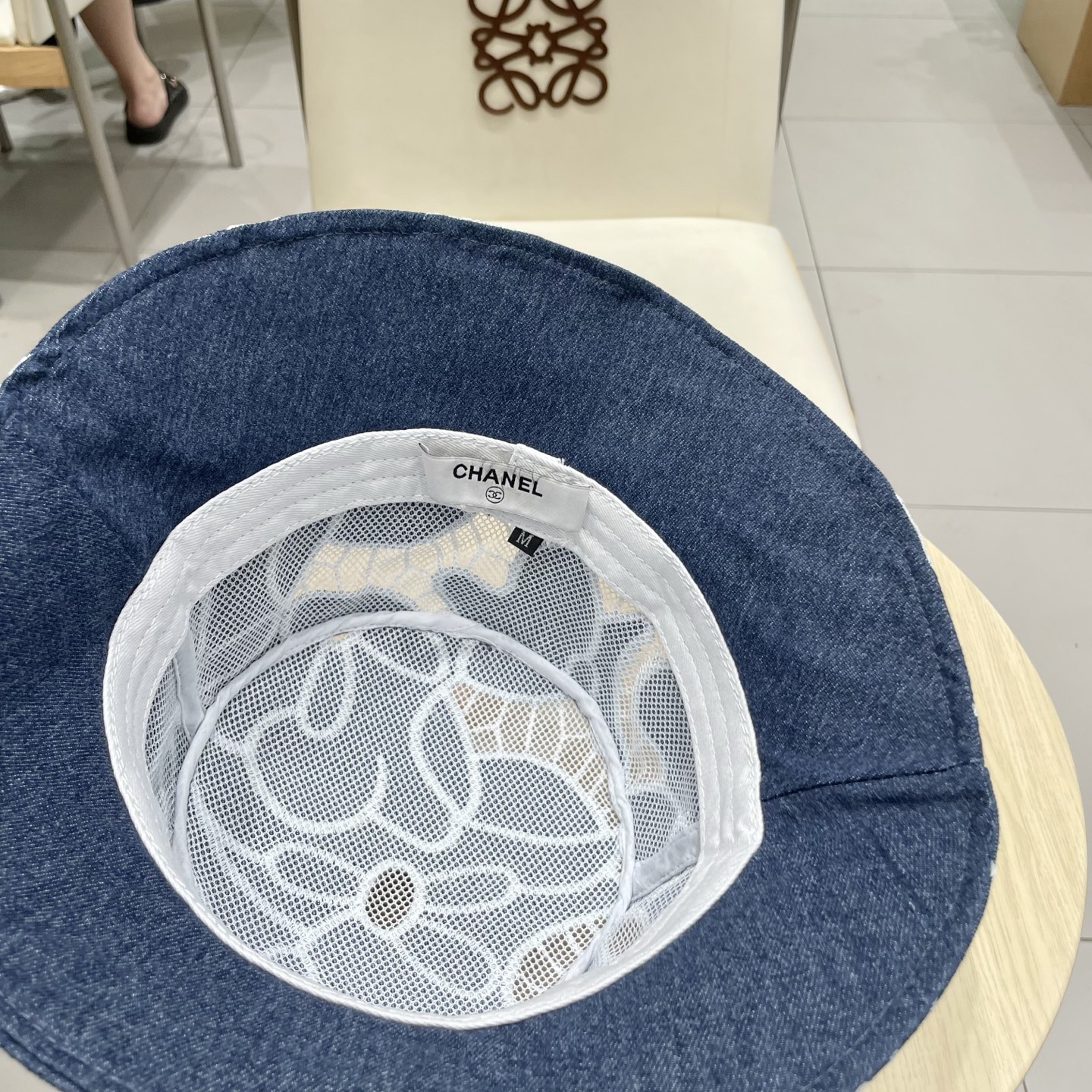  chanel香奈儿渔夫帽女春夏季镂空透气刺绣花朵牛仔盆帽新款显脸小遮阳帽可折叠