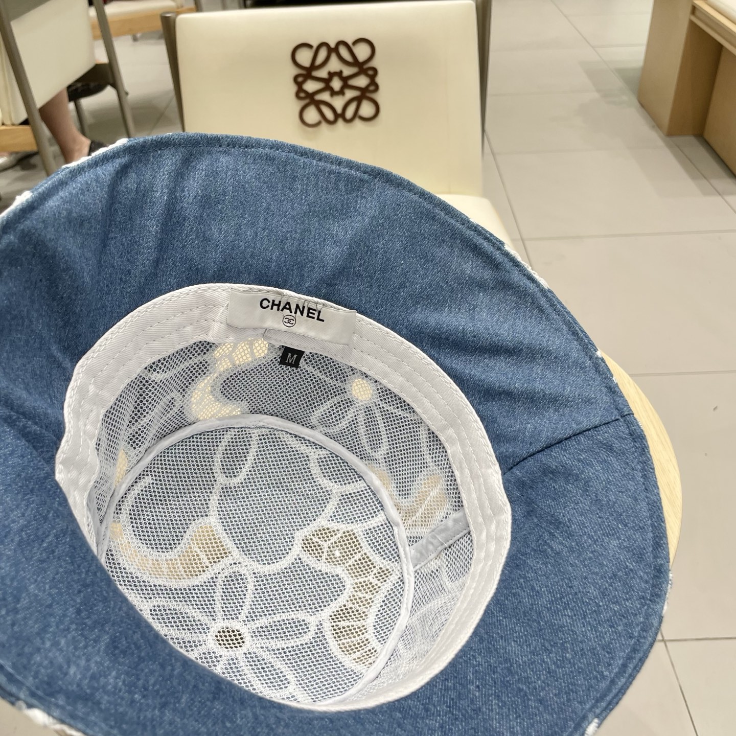  chanel香奈儿渔夫帽女春夏季镂空透气刺绣花朵牛仔盆帽新款显脸小遮阳帽可折叠