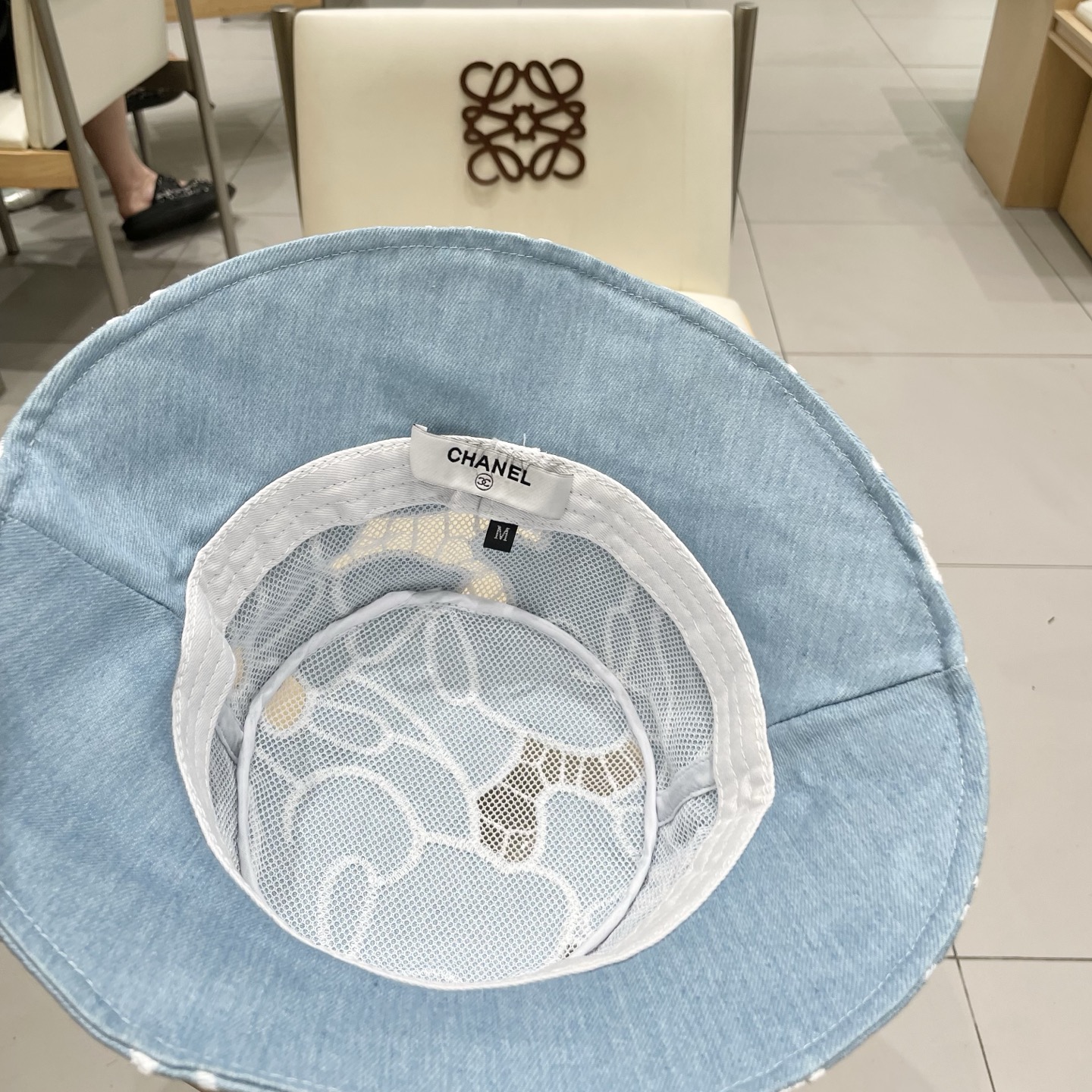  chanel香奈儿渔夫帽女春夏季镂空透气刺绣花朵牛仔盆帽新款显脸小遮阳帽可折叠