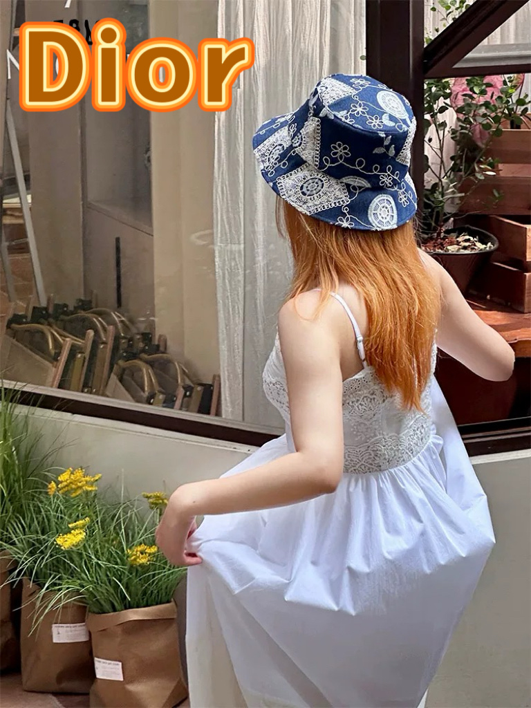  dior迪奥潮流渔夫帽女秋款新款绣花小沿显瘦韩版酷炫青年街头男女帽子