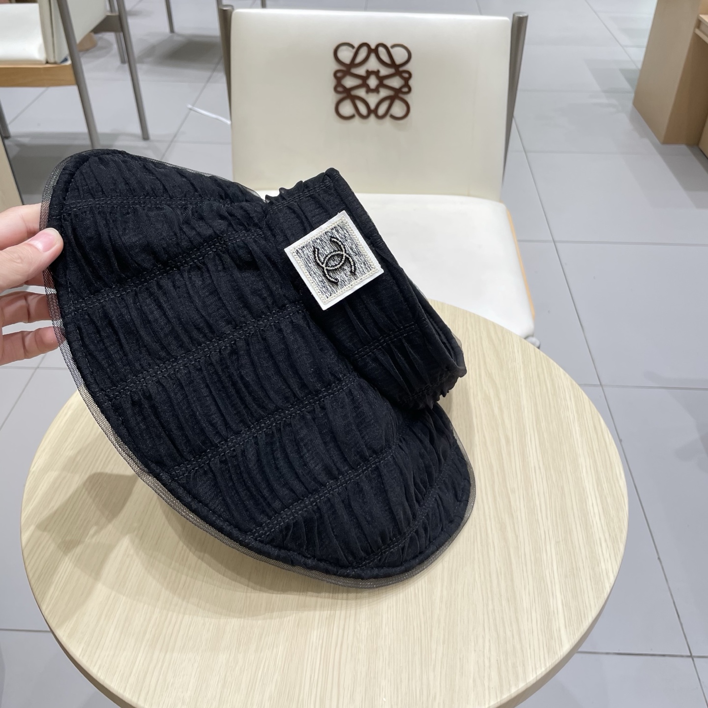  chanel香奈儿2025新春夏韩版网纱格子遮阳帽子女出游百搭显脸小折叠防晒空顶帽