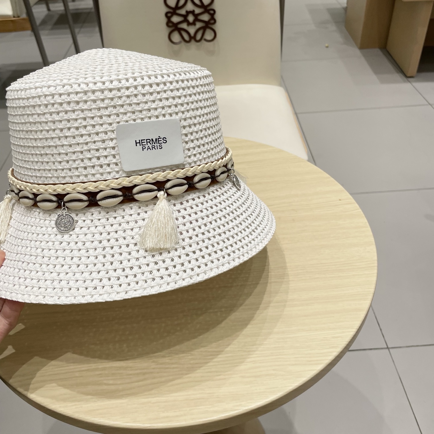 爱马仕新款镂空草帽，水桶礼帽，头围57cm