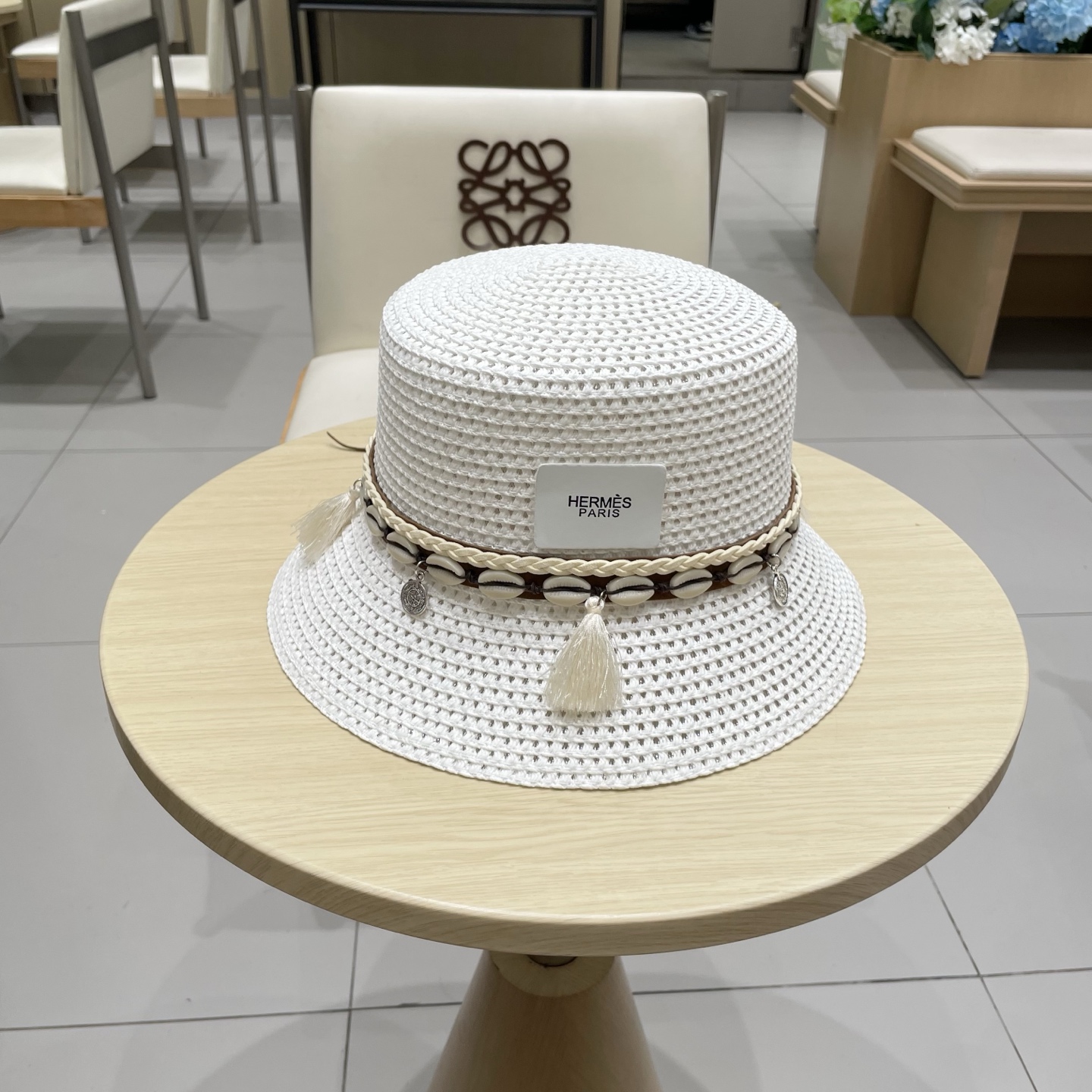 爱马仕新款镂空草帽，水桶礼帽，头围57cm
