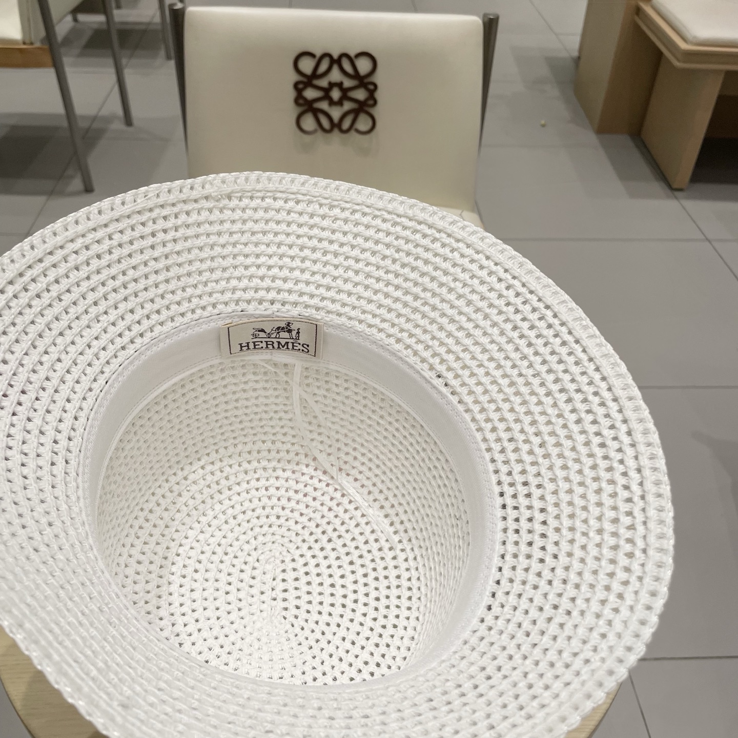 爱马仕新款镂空草帽，水桶礼帽，头围57cm