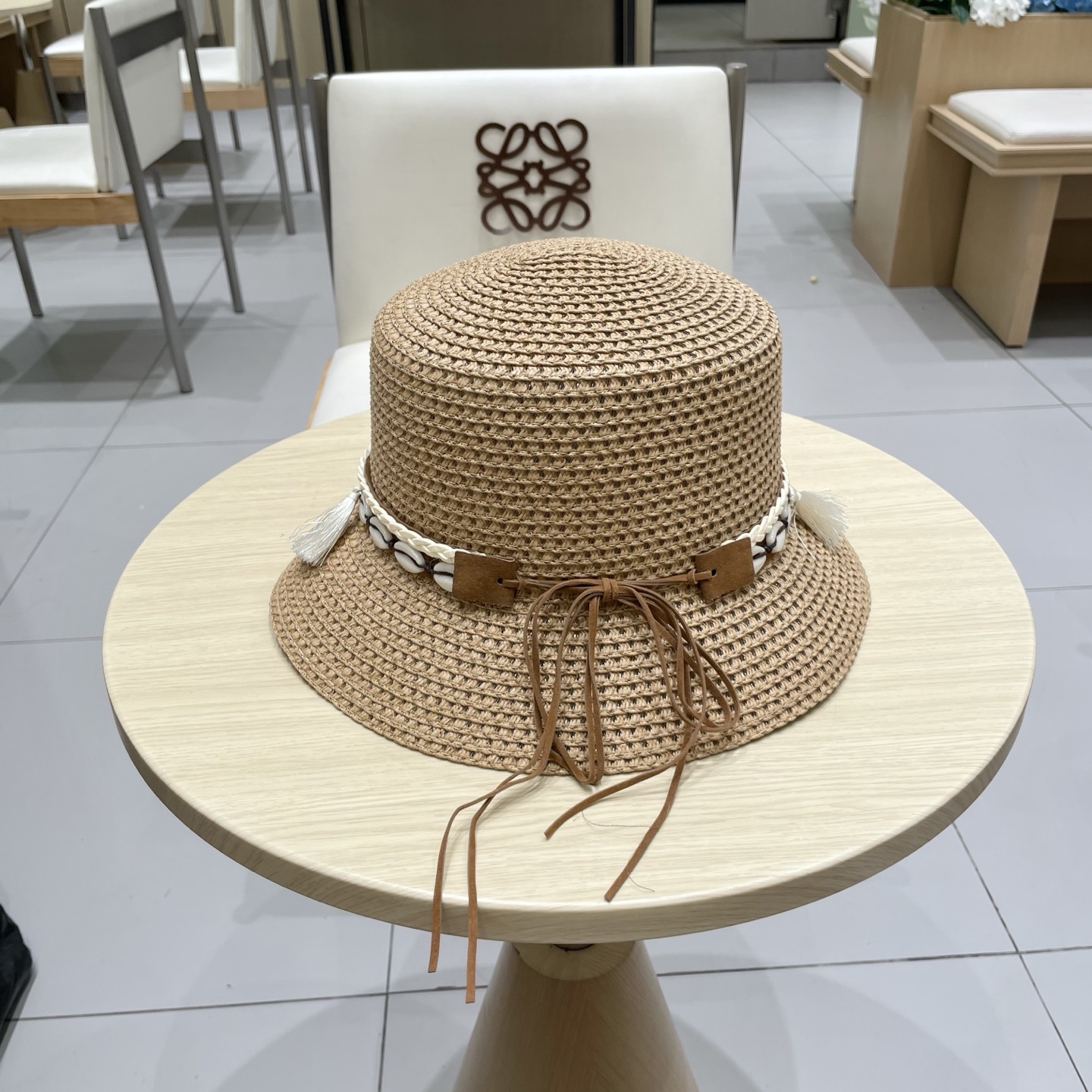 爱马仕新款镂空草帽，水桶礼帽，头围57cm