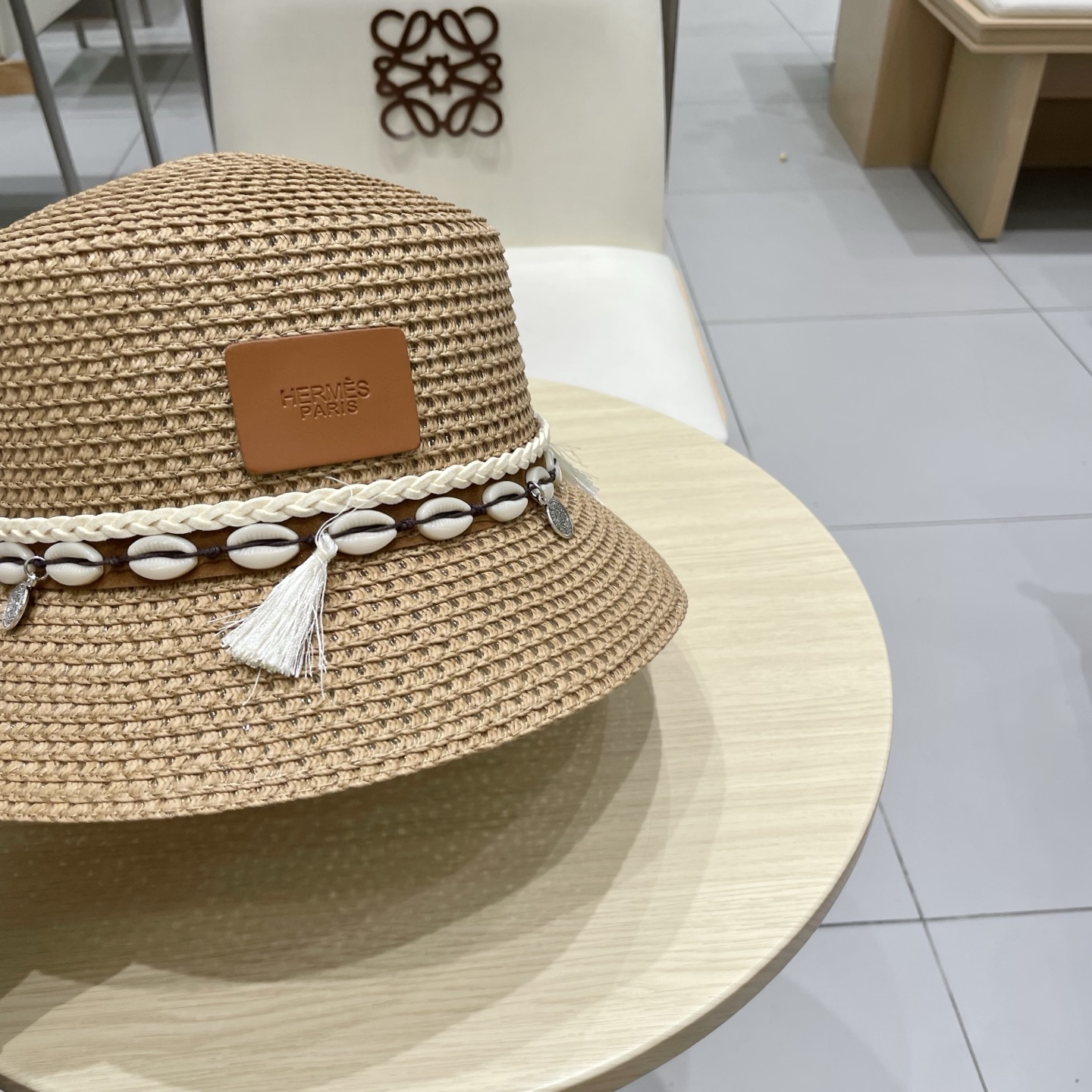 爱马仕新款镂空草帽，水桶礼帽，头围57cm