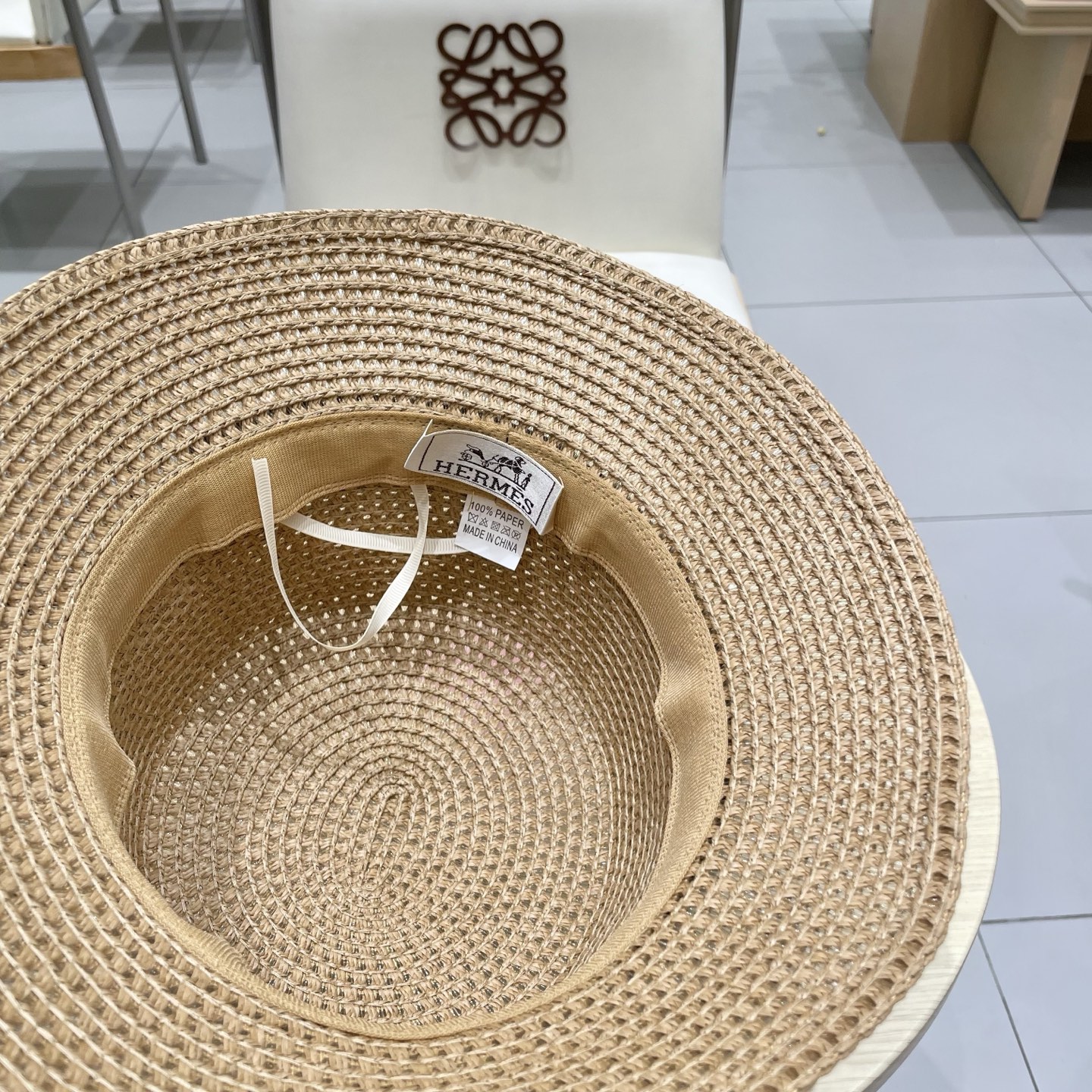 爱马仕新款镂空草帽，水桶礼帽，头围57cm