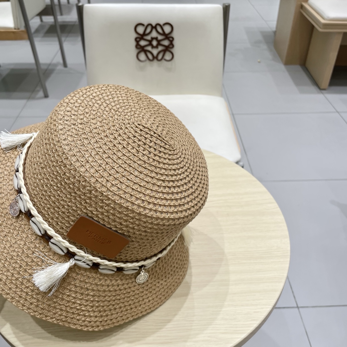 爱马仕新款镂空草帽，水桶礼帽，头围57cm