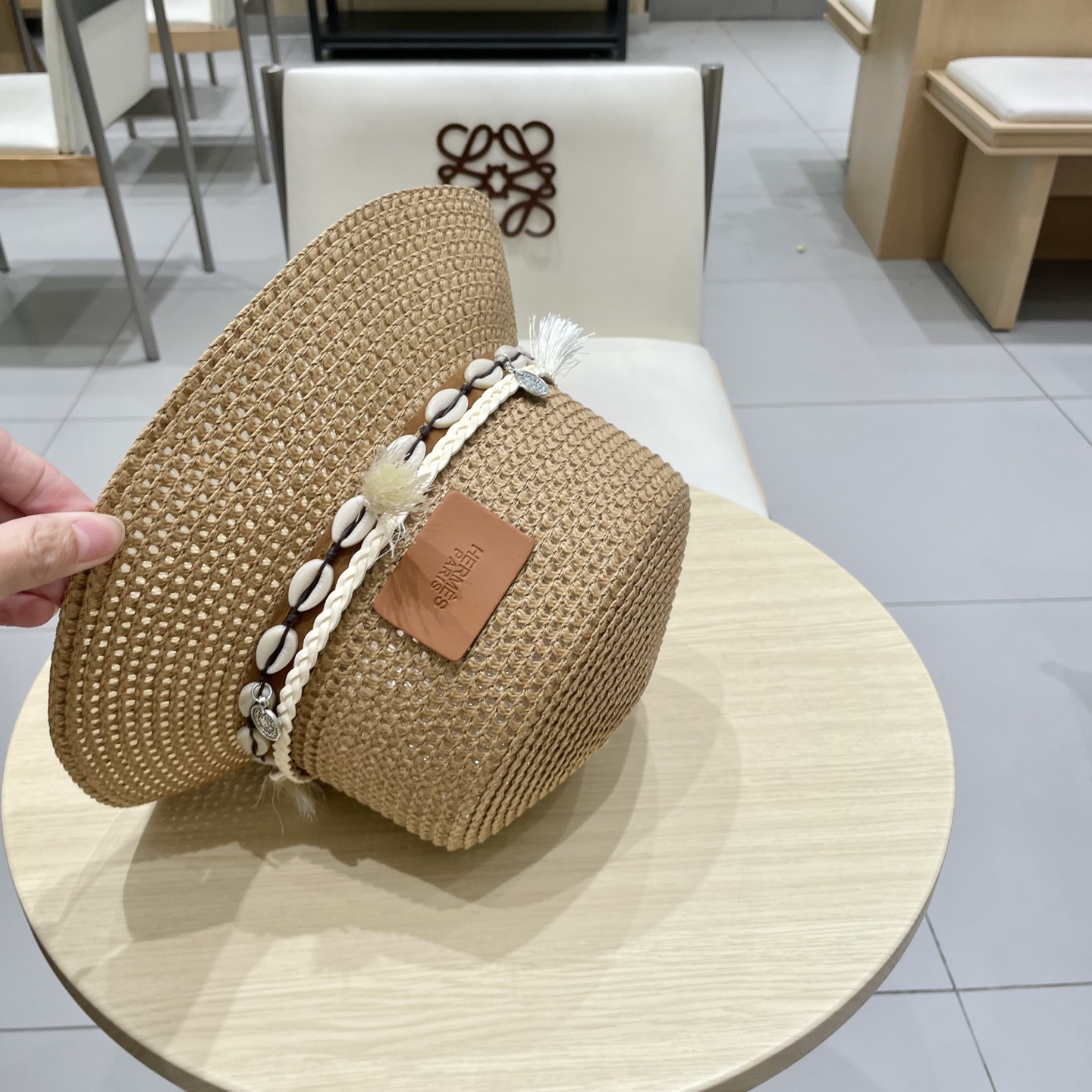 爱马仕新款镂空草帽，水桶礼帽，头围57cm