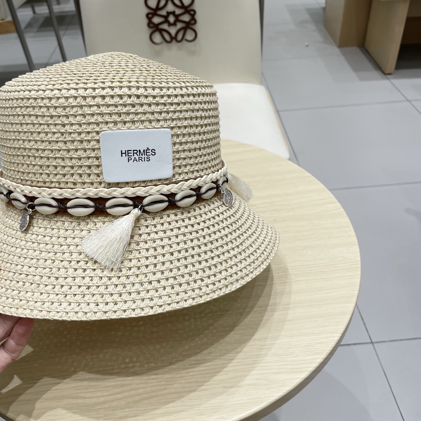 爱马仕新款镂空草帽，水桶礼帽，头围57cm
