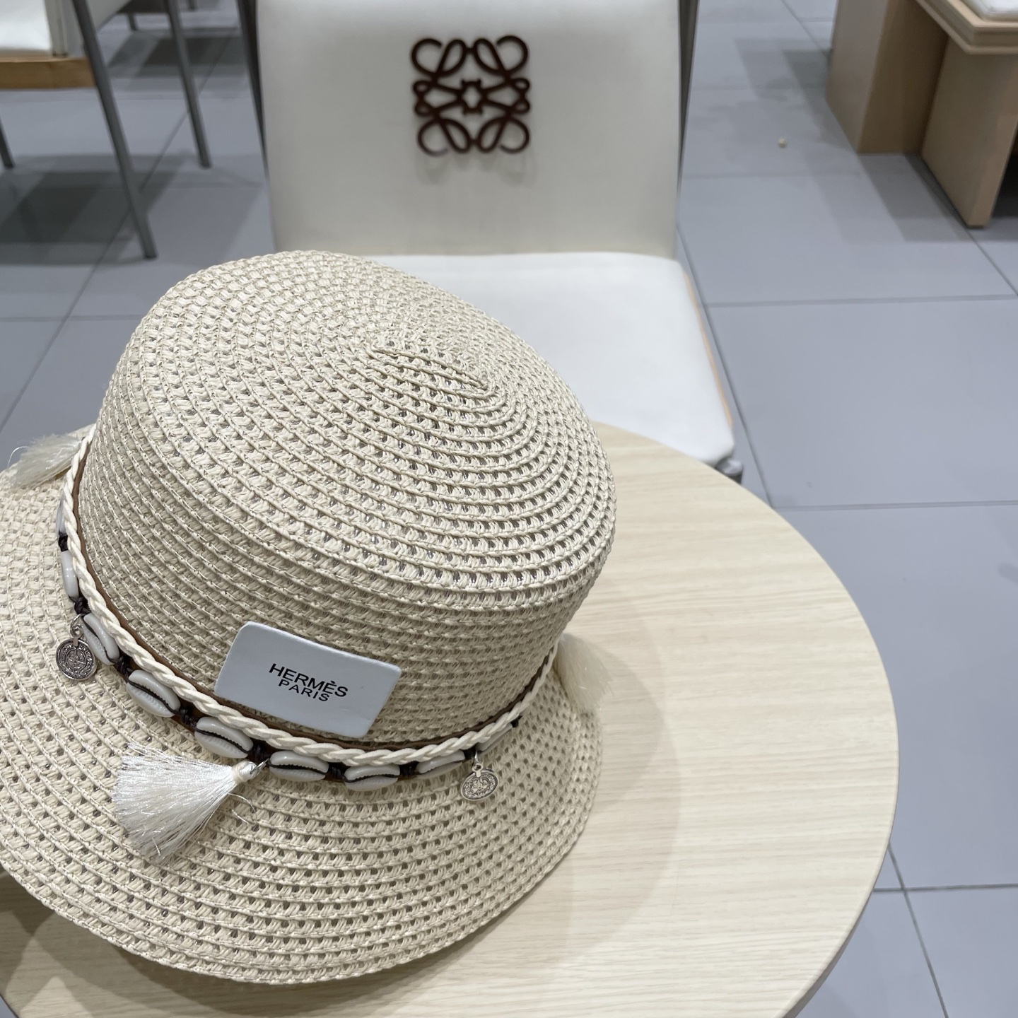 爱马仕新款镂空草帽，水桶礼帽，头围57cm