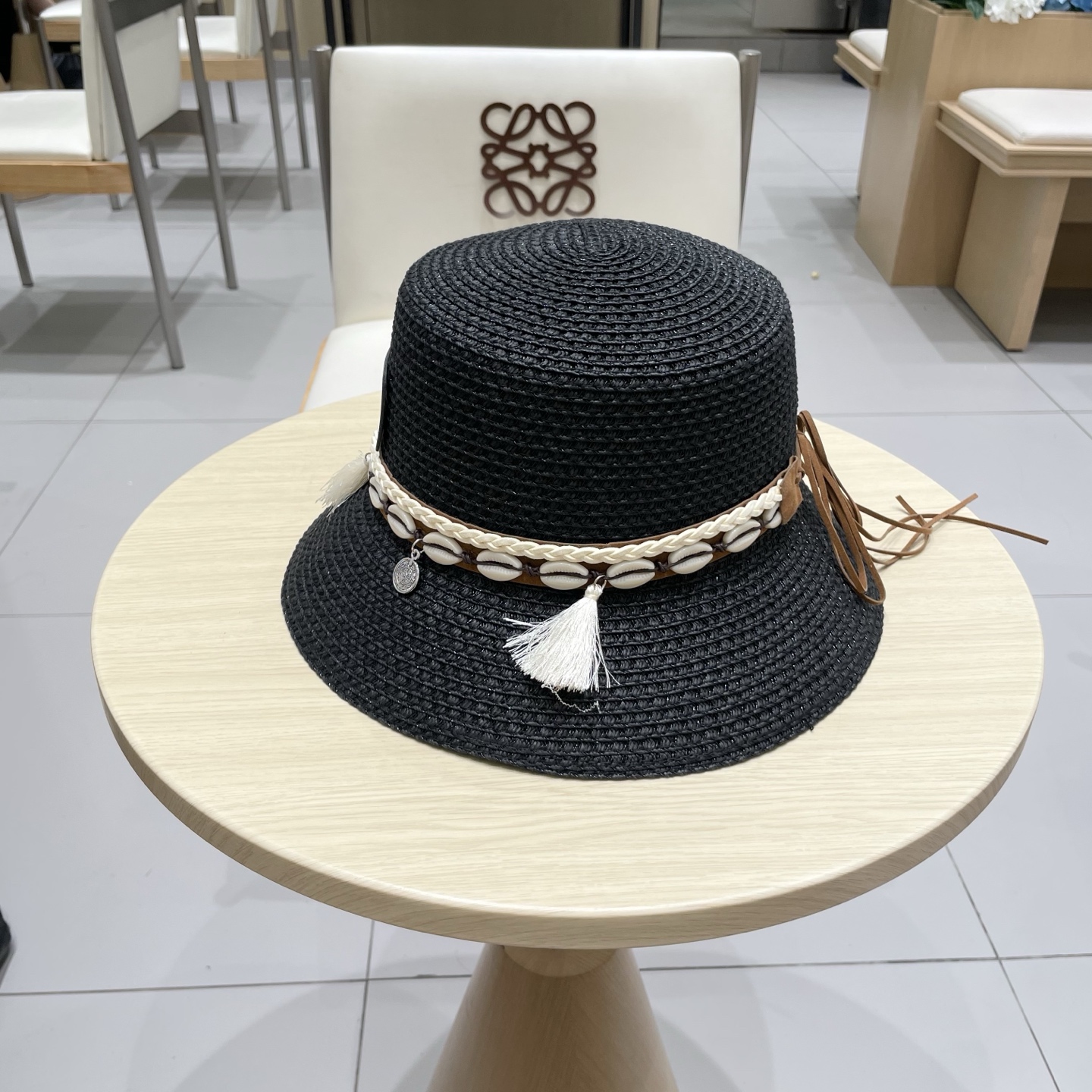 爱马仕新款镂空草帽，水桶礼帽，头围57cm