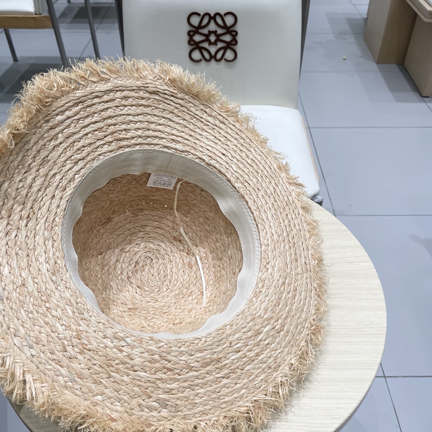 Chanel香奈儿拉菲草帽，沙滩大檐帽，头围57cm