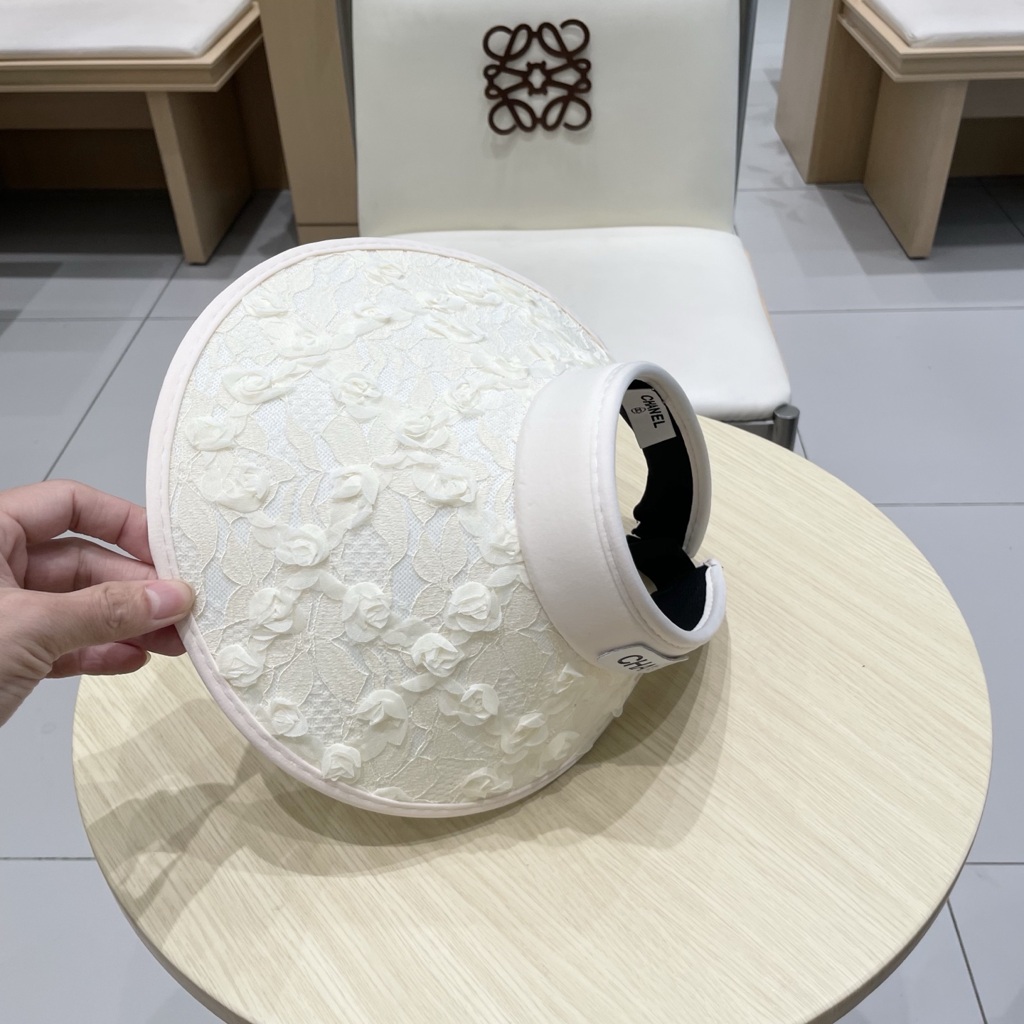  chanel香奈儿新款日系蕾丝花朵空顶帽女春夏季出游遮阳防晒帽大檐显脸小太阳帽