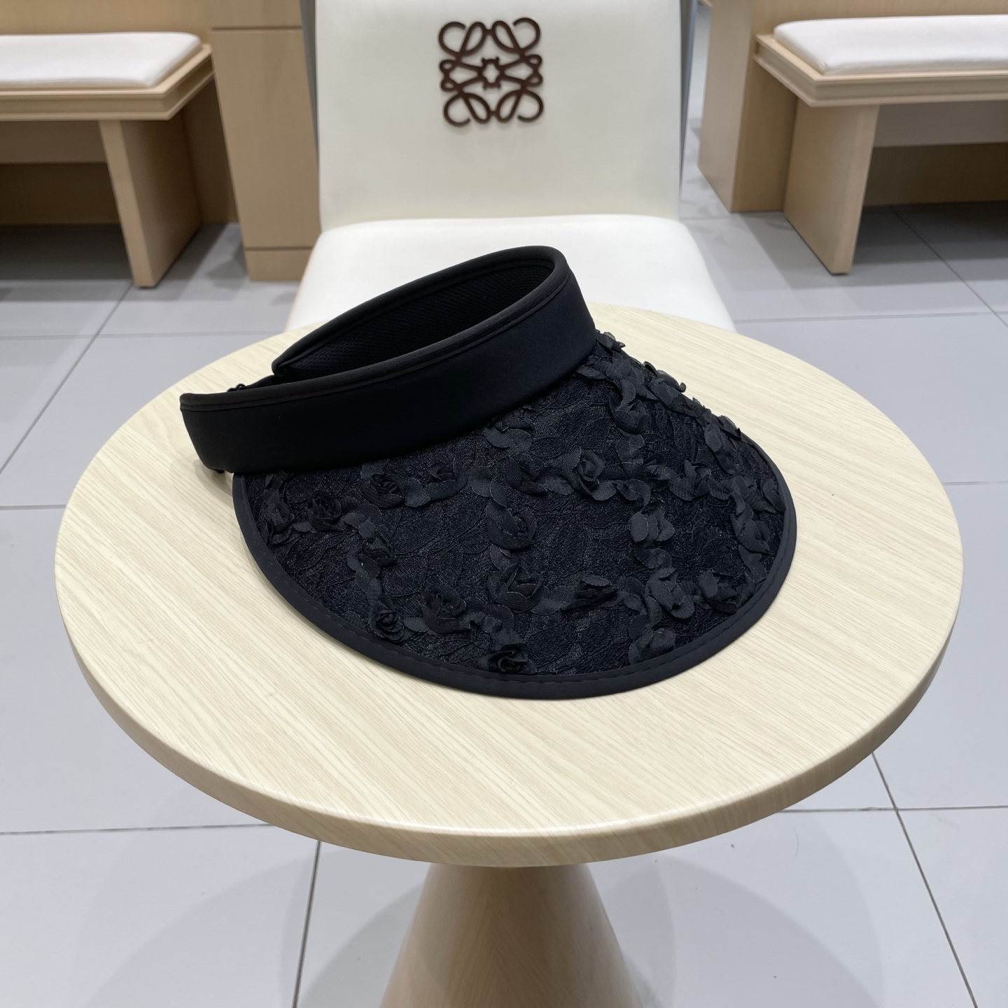  chanel香奈儿新款日系蕾丝花朵空顶帽女春夏季出游遮阳防晒帽大檐显脸小太阳帽