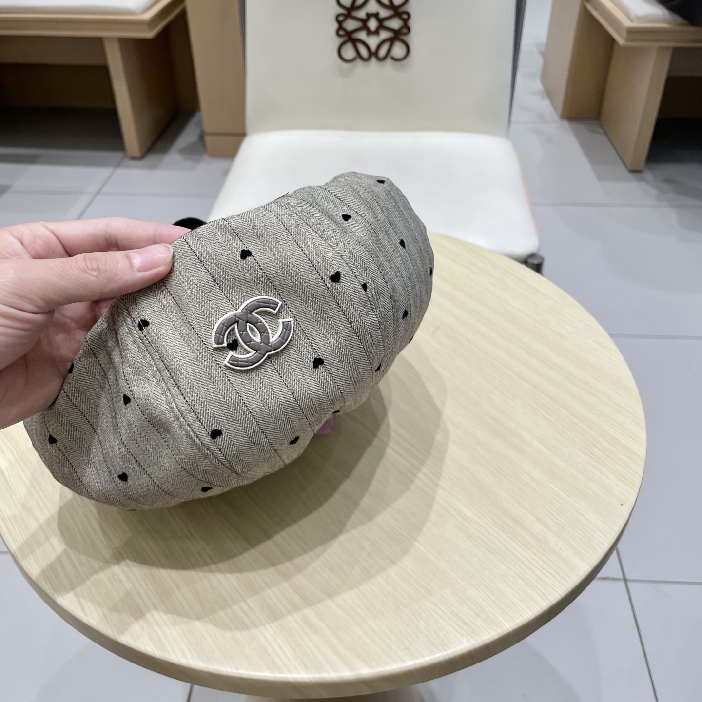 chanel香奈儿日系复古条纹碎钻贴布拼接南瓜帽百搭贝雷帽小众