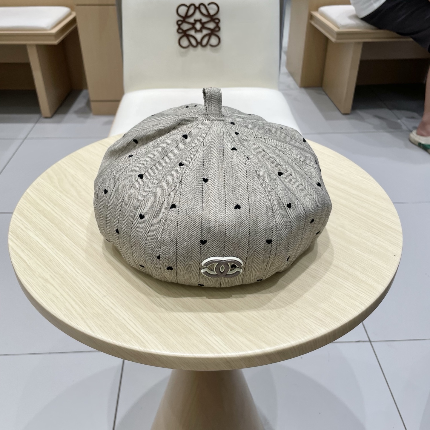 chanel香奈儿日系复古条纹碎钻贴布拼接南瓜帽百搭贝雷帽小众