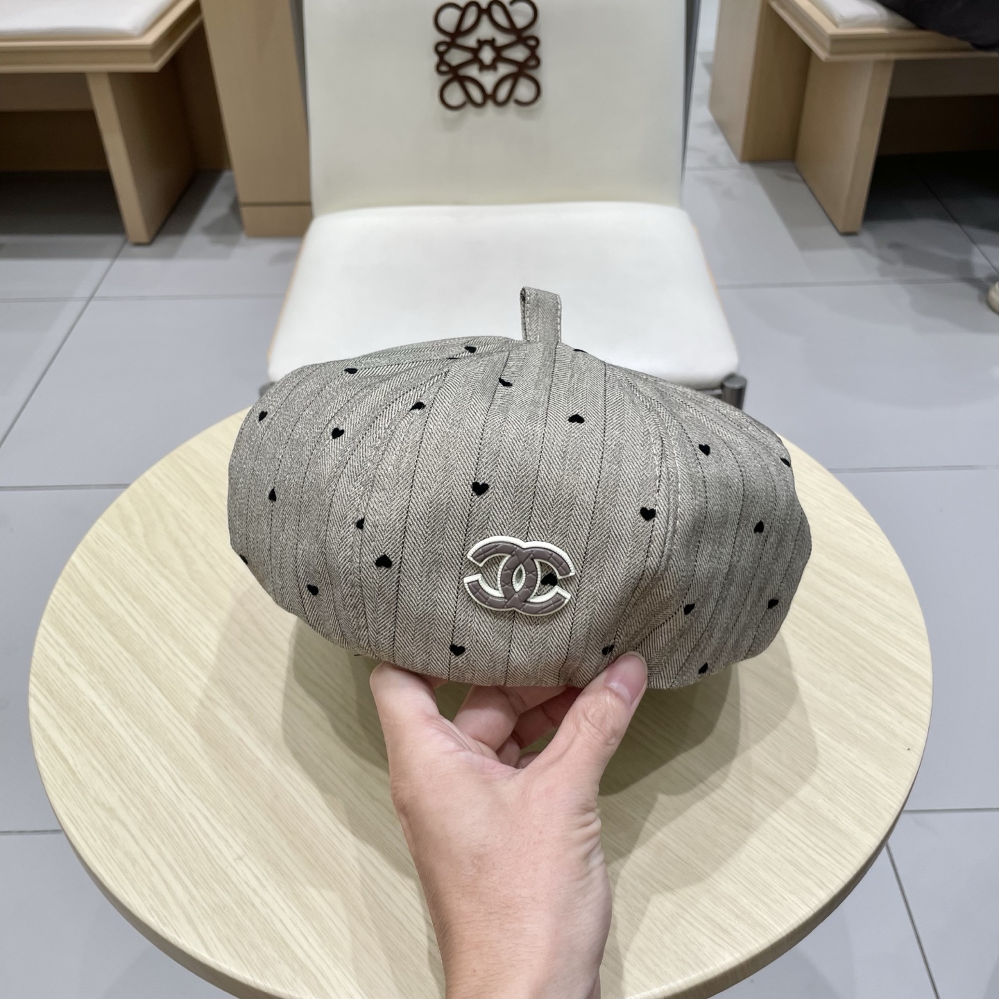 chanel香奈儿日系复古条纹碎钻贴布拼接南瓜帽百搭贝雷帽小众