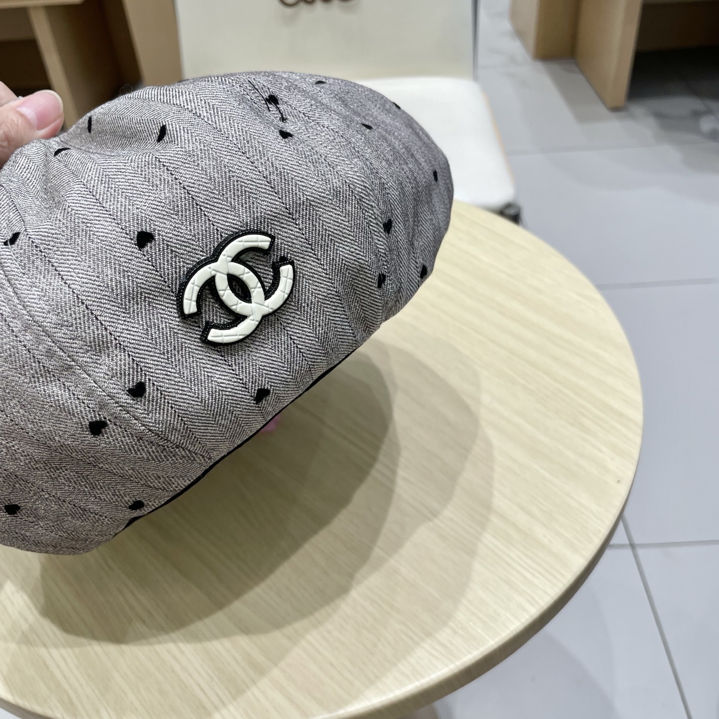 chanel香奈儿日系复古条纹碎钻贴布拼接南瓜帽百搭贝雷帽小众