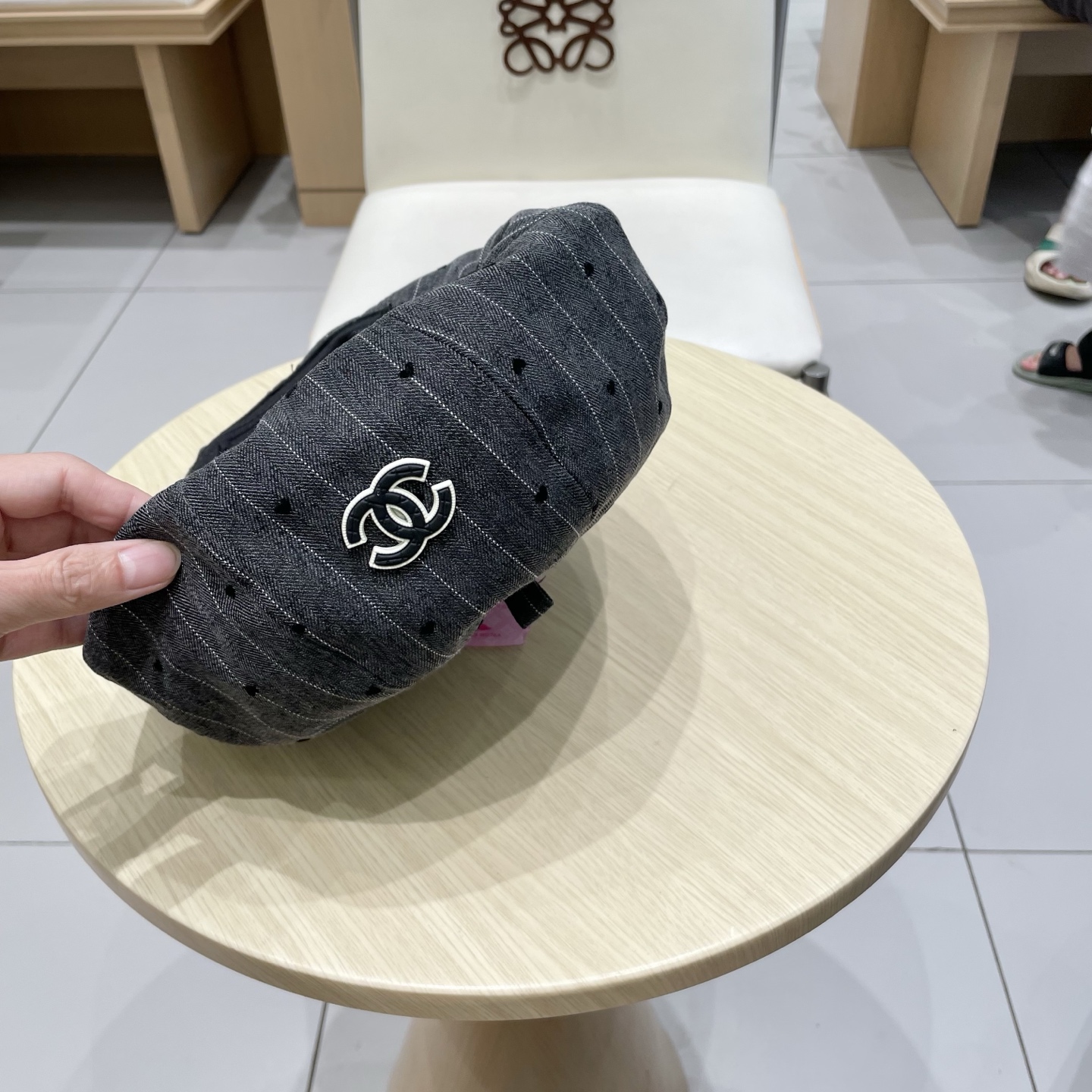 chanel香奈儿日系复古条纹碎钻贴布拼接南瓜帽百搭贝雷帽小众