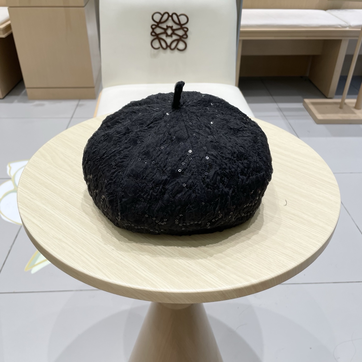  chanel早香奈儿秋款秋亮片蕾丝贝雷帽女时尚日系小香风复古画家帽子网红蓓蕾帽
