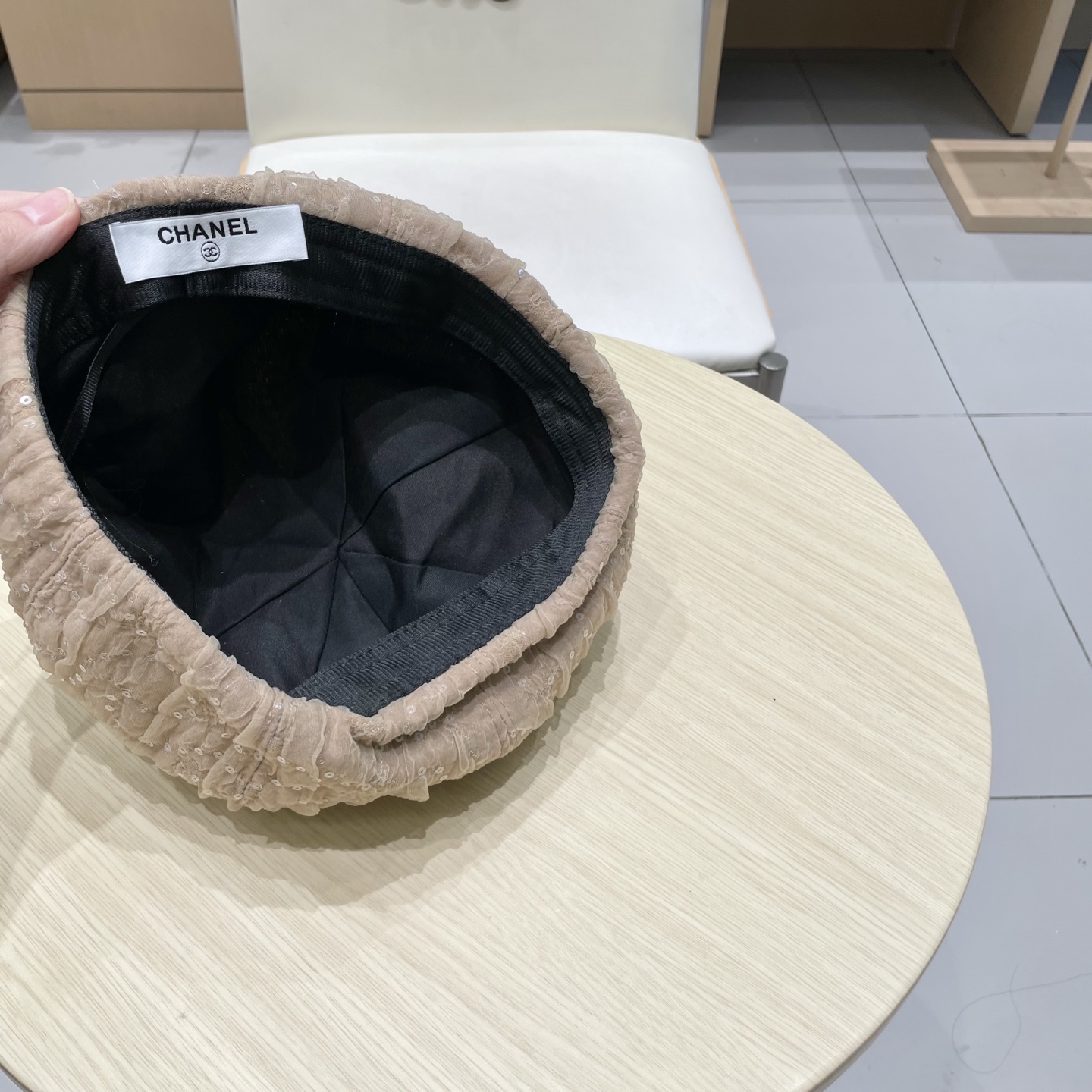  chanel早香奈儿秋款秋亮片蕾丝贝雷帽女时尚日系小香风复古画家帽子网红蓓蕾帽