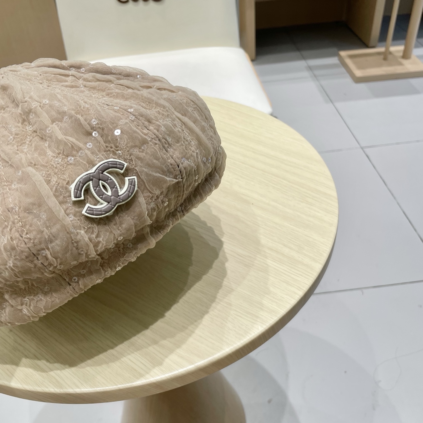  chanel早香奈儿秋款秋亮片蕾丝贝雷帽女时尚日系小香风复古画家帽子网红蓓蕾帽