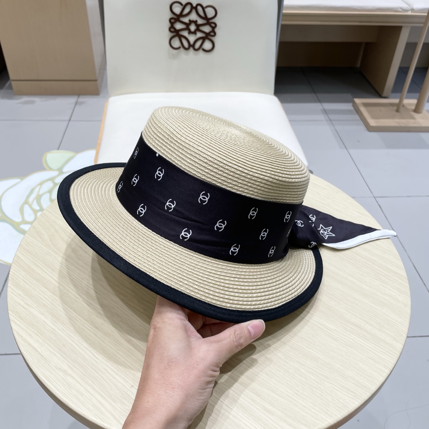  Chanel香奈儿丝带新款草帽，头围57cm