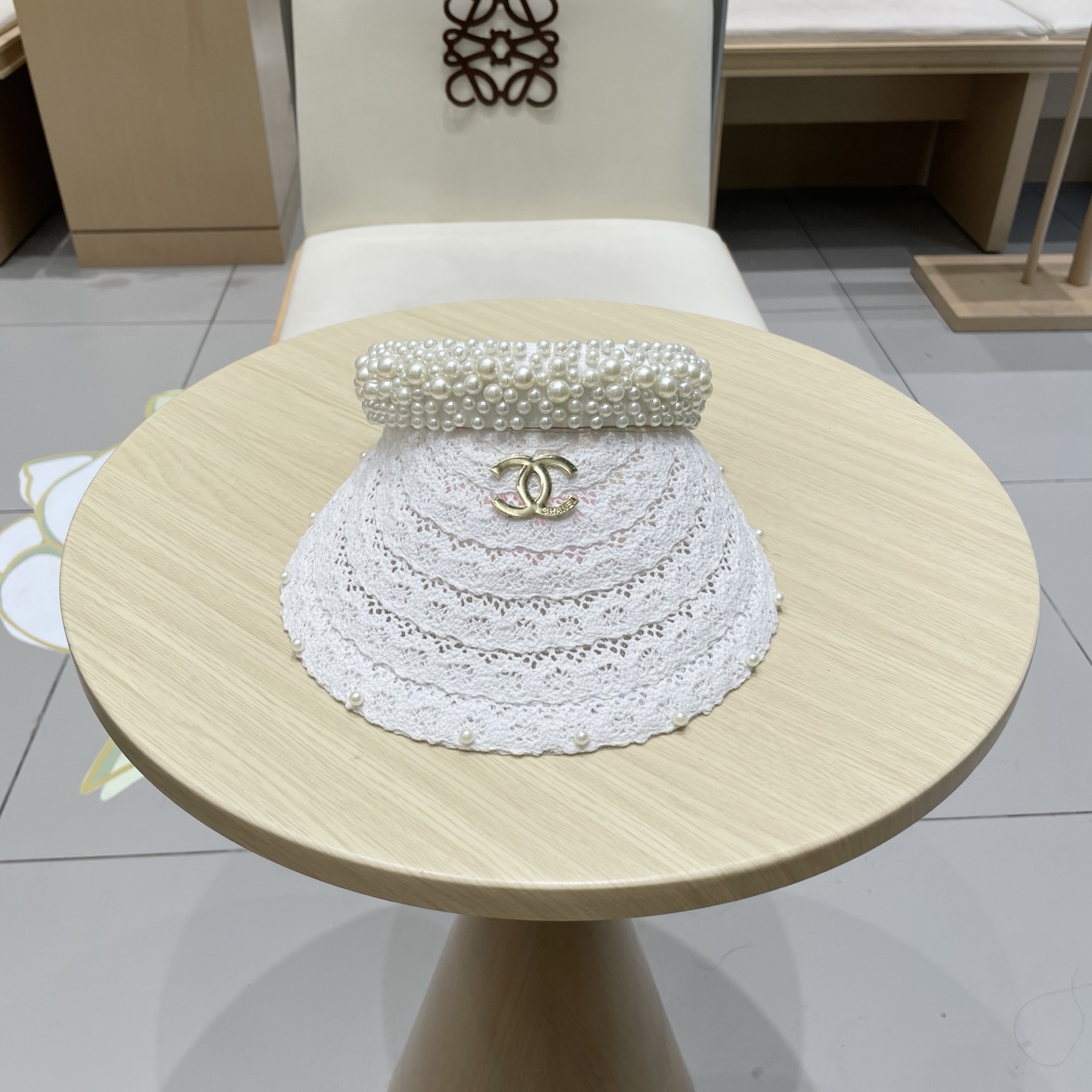  cahnel香奈儿仙女款海边度假蕾丝珍珠空顶防晒帽女名媛气质沙滩防紫外线太阳帽