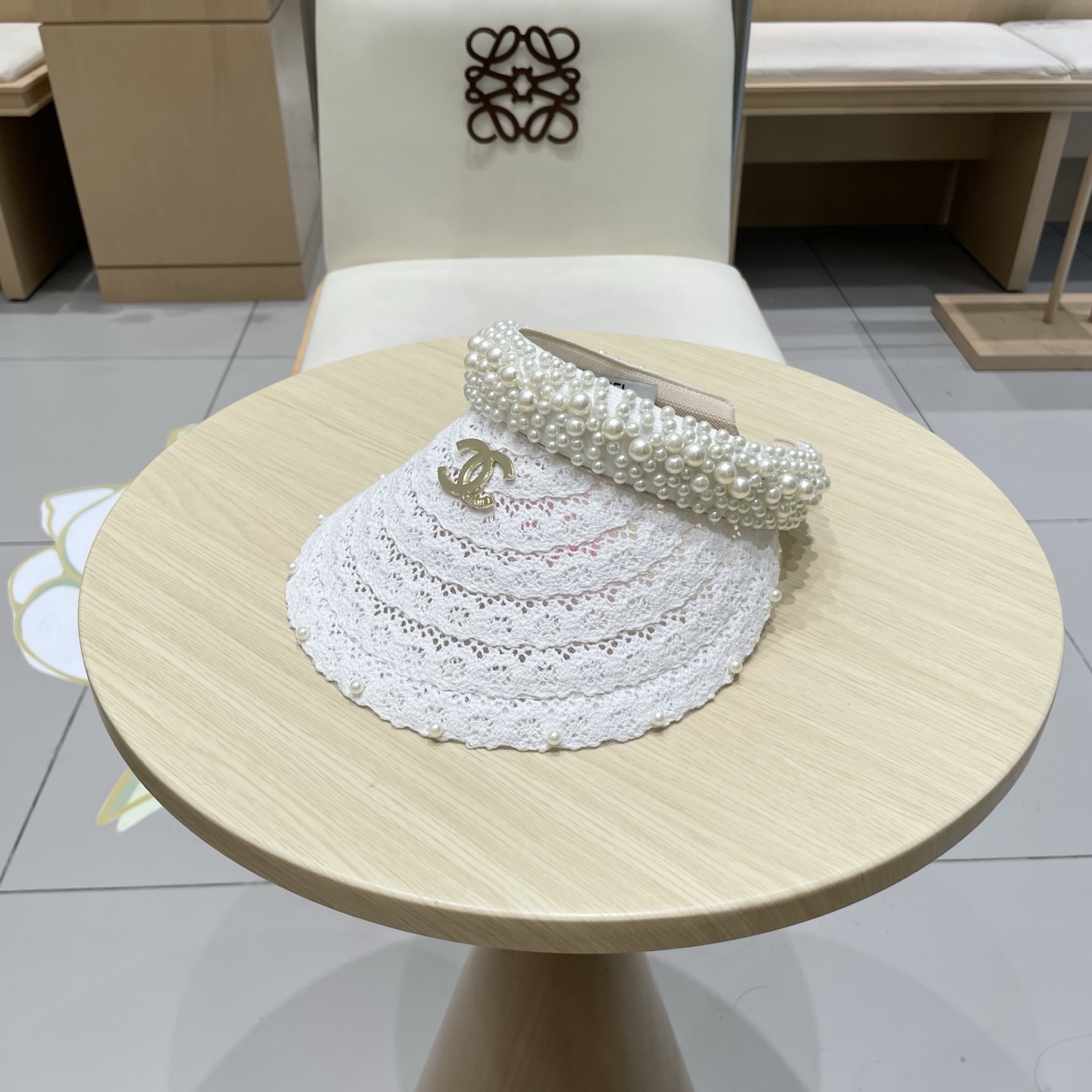  cahnel香奈儿仙女款海边度假蕾丝珍珠空顶防晒帽女名媛气质沙滩防紫外线太阳帽