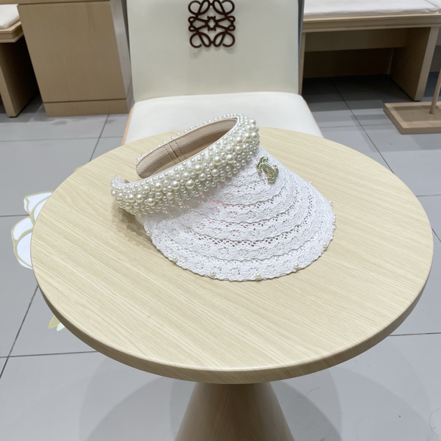  cahnel香奈儿仙女款海边度假蕾丝珍珠空顶防晒帽女名媛气质沙滩防紫外线太阳帽