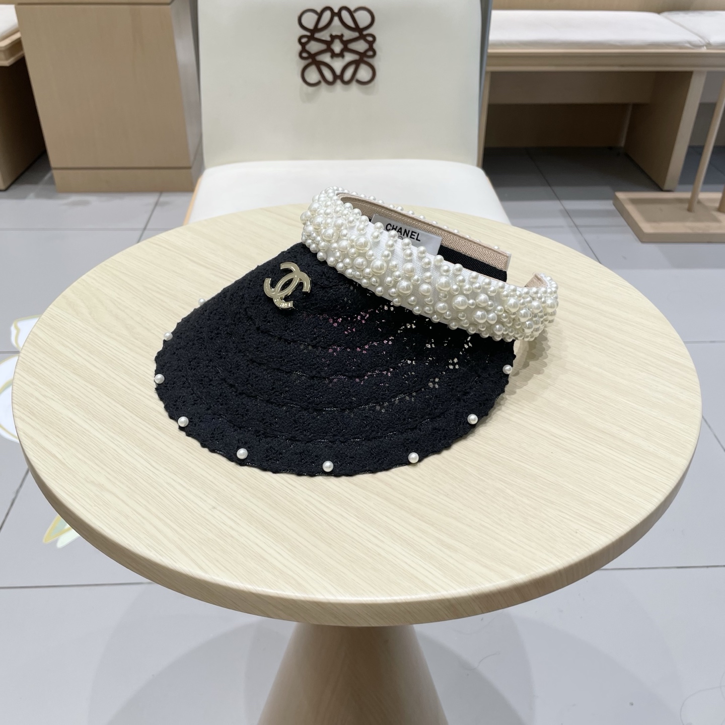  cahnel香奈儿仙女款海边度假蕾丝珍珠空顶防晒帽女名媛气质沙滩防紫外线太阳帽