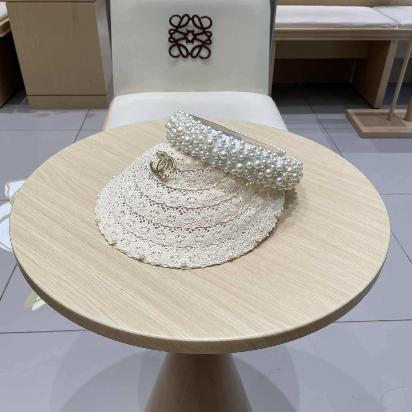  cahnel香奈儿仙女款海边度假蕾丝珍珠空顶防晒帽女名媛气质沙滩防紫外线太阳帽