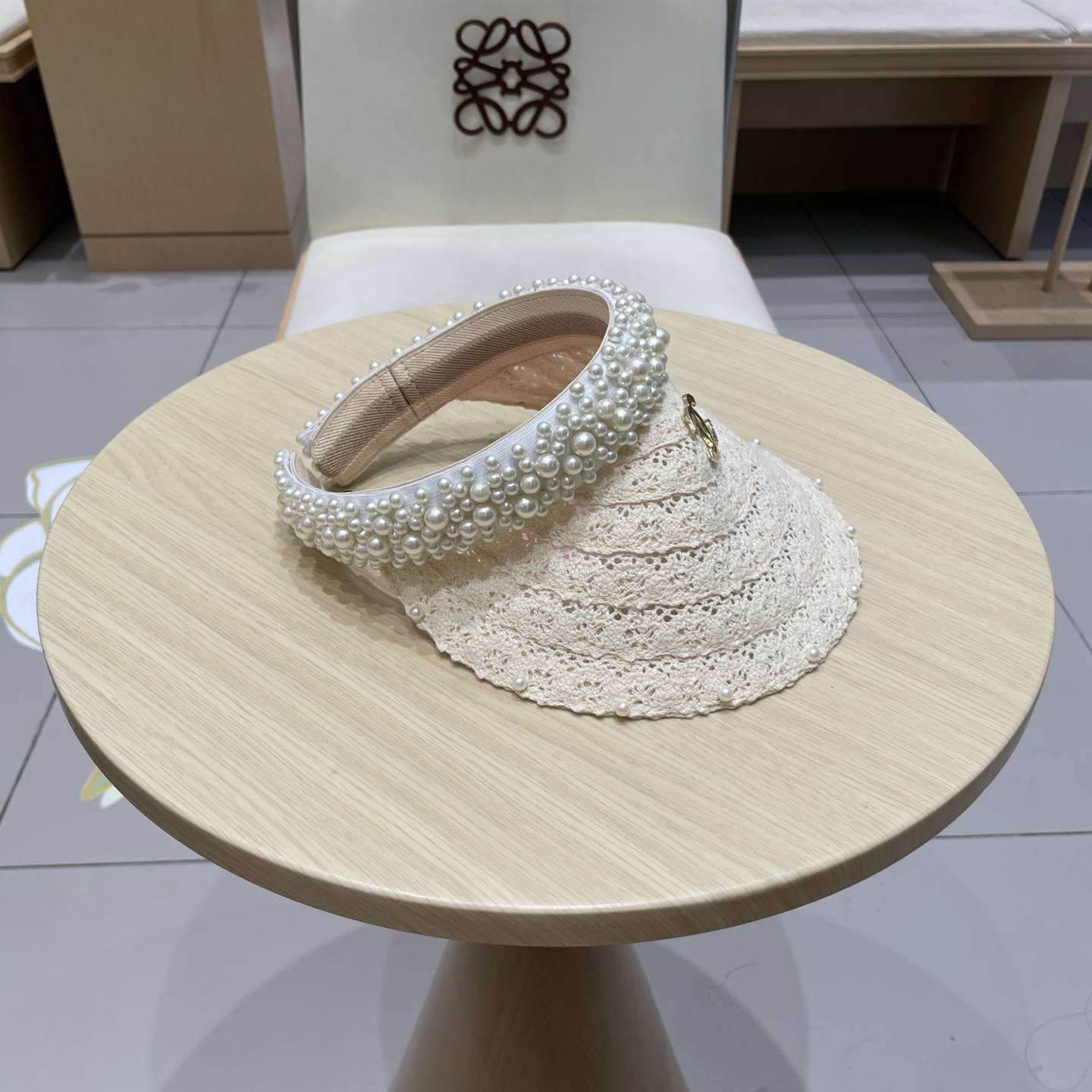  cahnel香奈儿仙女款海边度假蕾丝珍珠空顶防晒帽女名媛气质沙滩防紫外线太阳帽