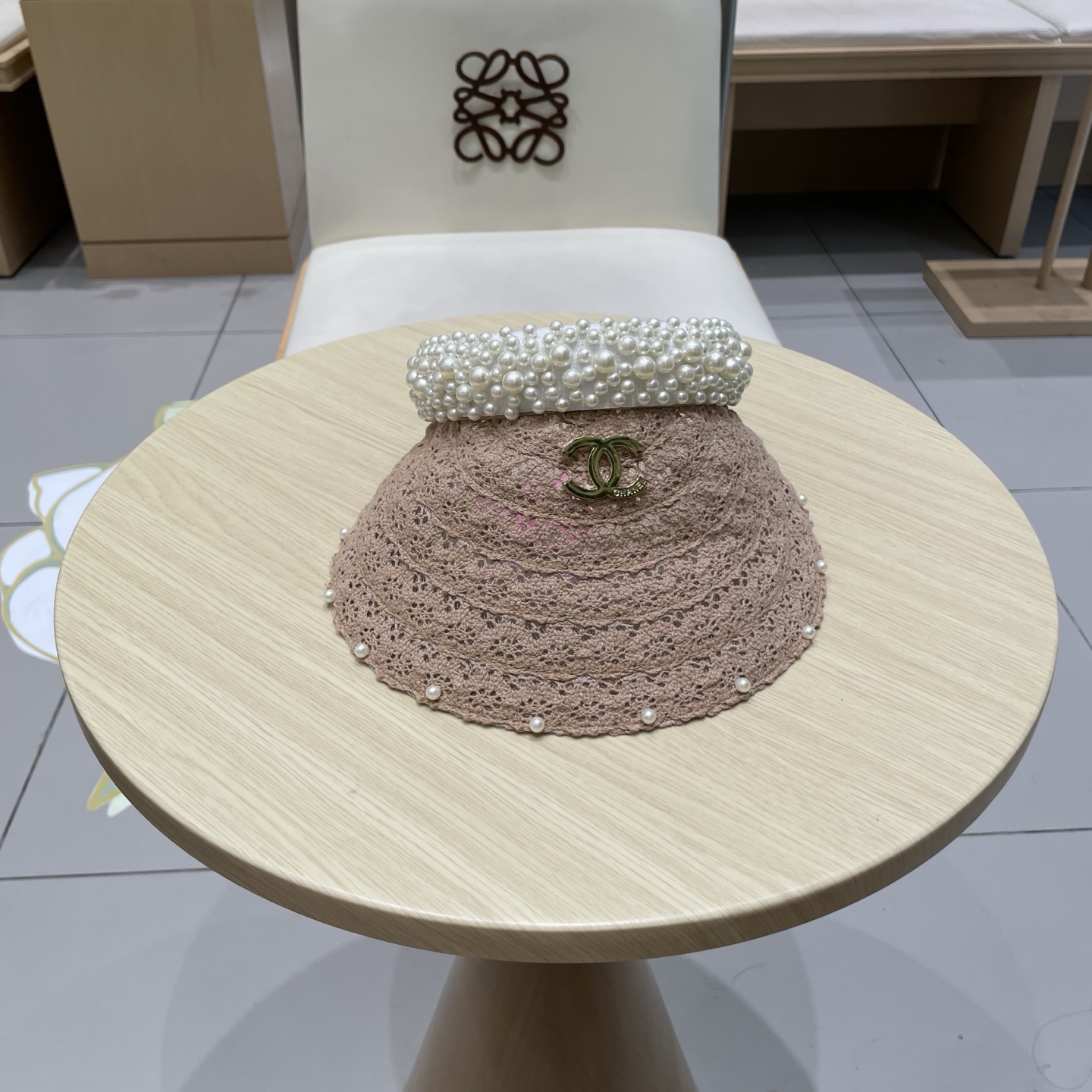  cahnel香奈儿仙女款海边度假蕾丝珍珠空顶防晒帽女名媛气质沙滩防紫外线太阳帽